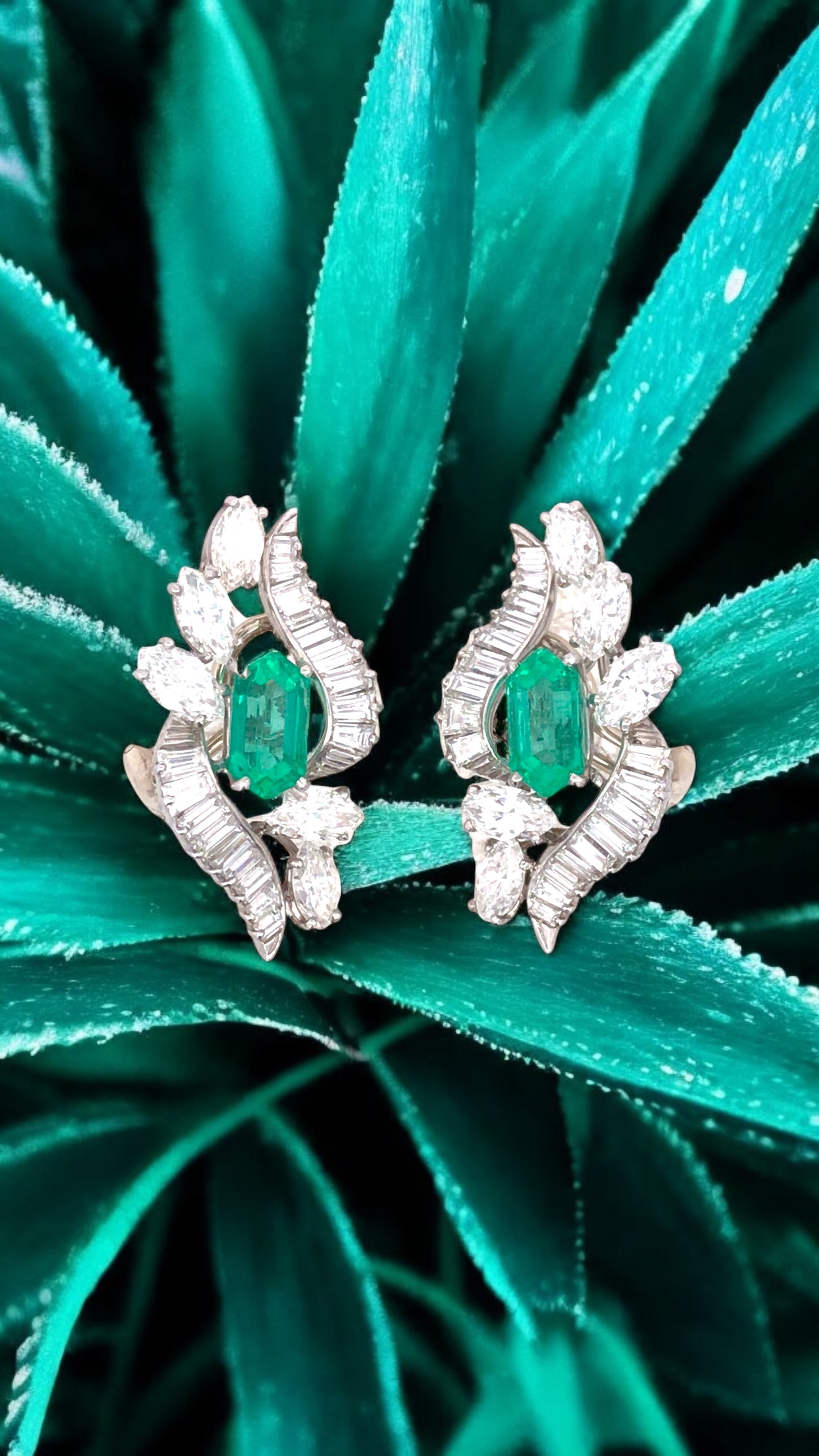Oscar Heyman, Emerald Diamond Earrings