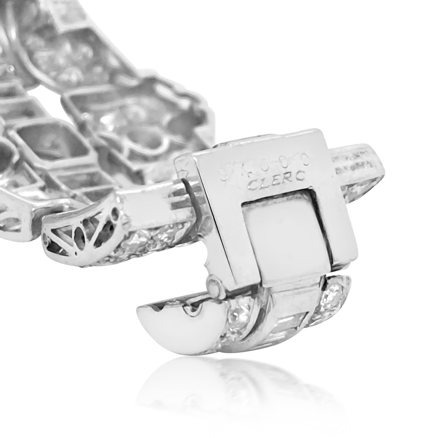 Clerc, Pear-shaped Platinum Diamond Emerald Bracelet