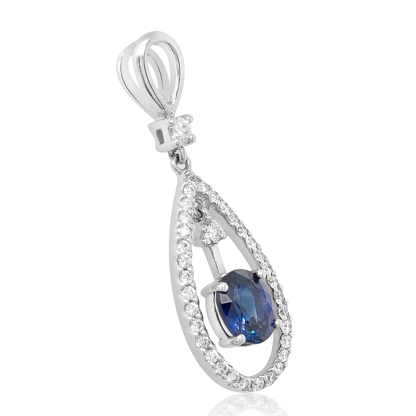 18K Gold Sapphire Diamond Pendant