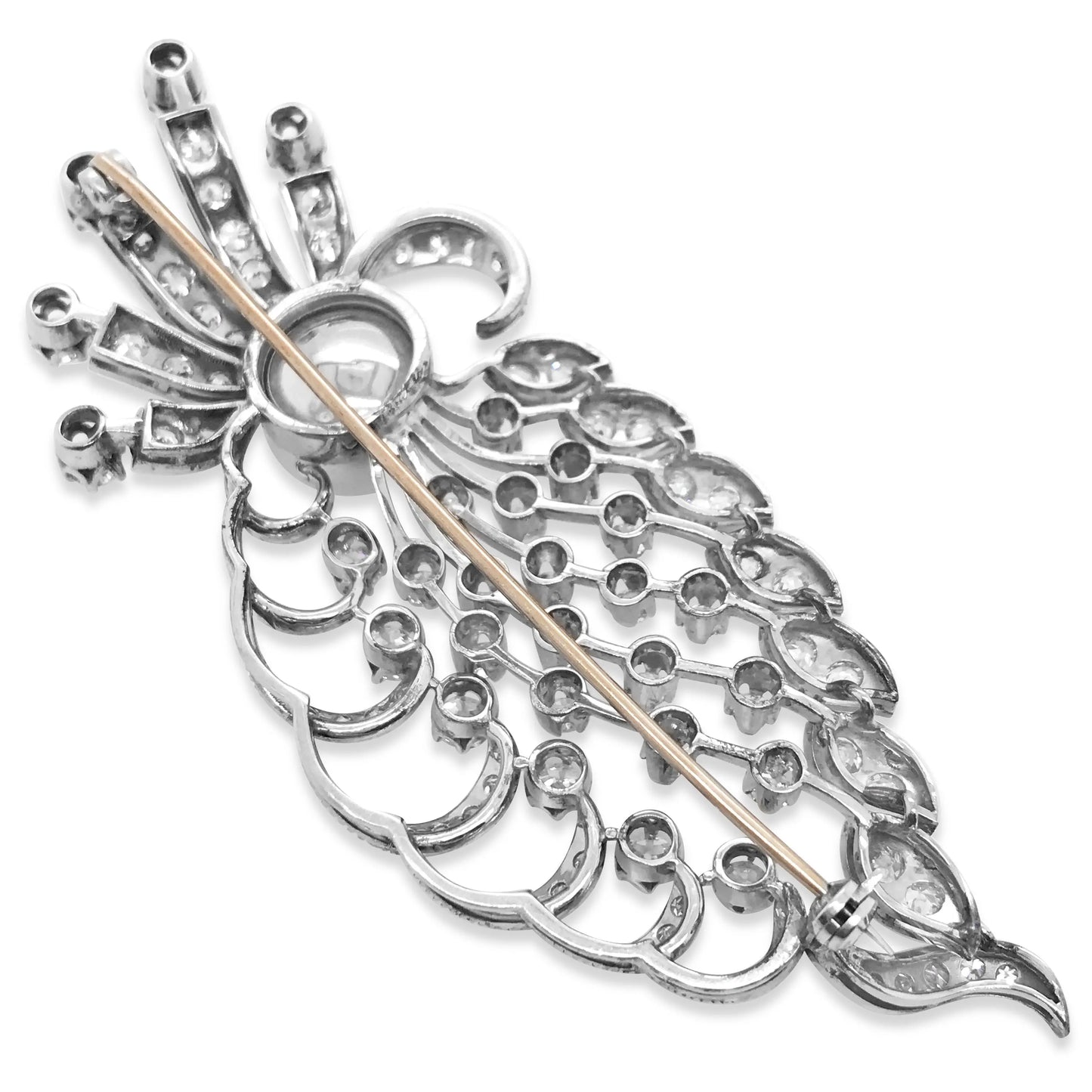 Diamond Pearl Brooch Lueur Jewelry