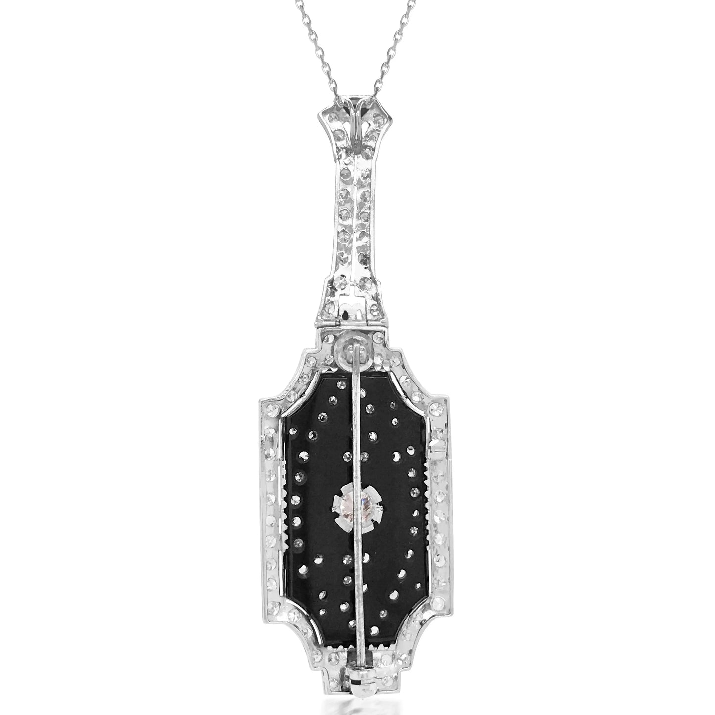 Diamond Onyx Pendant Necklace Lueur Jewelry