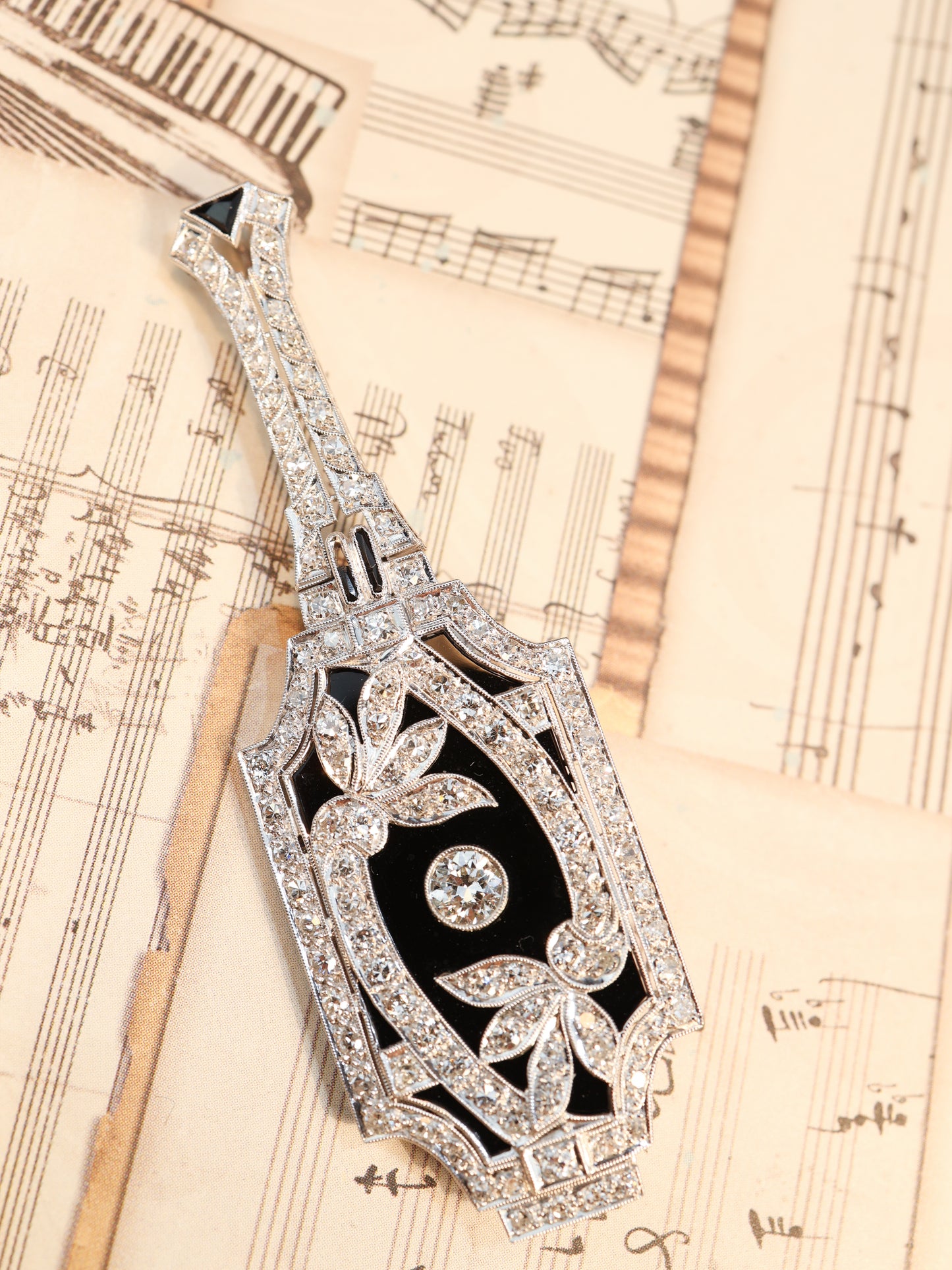 Diamond Onyx Pendant Necklace