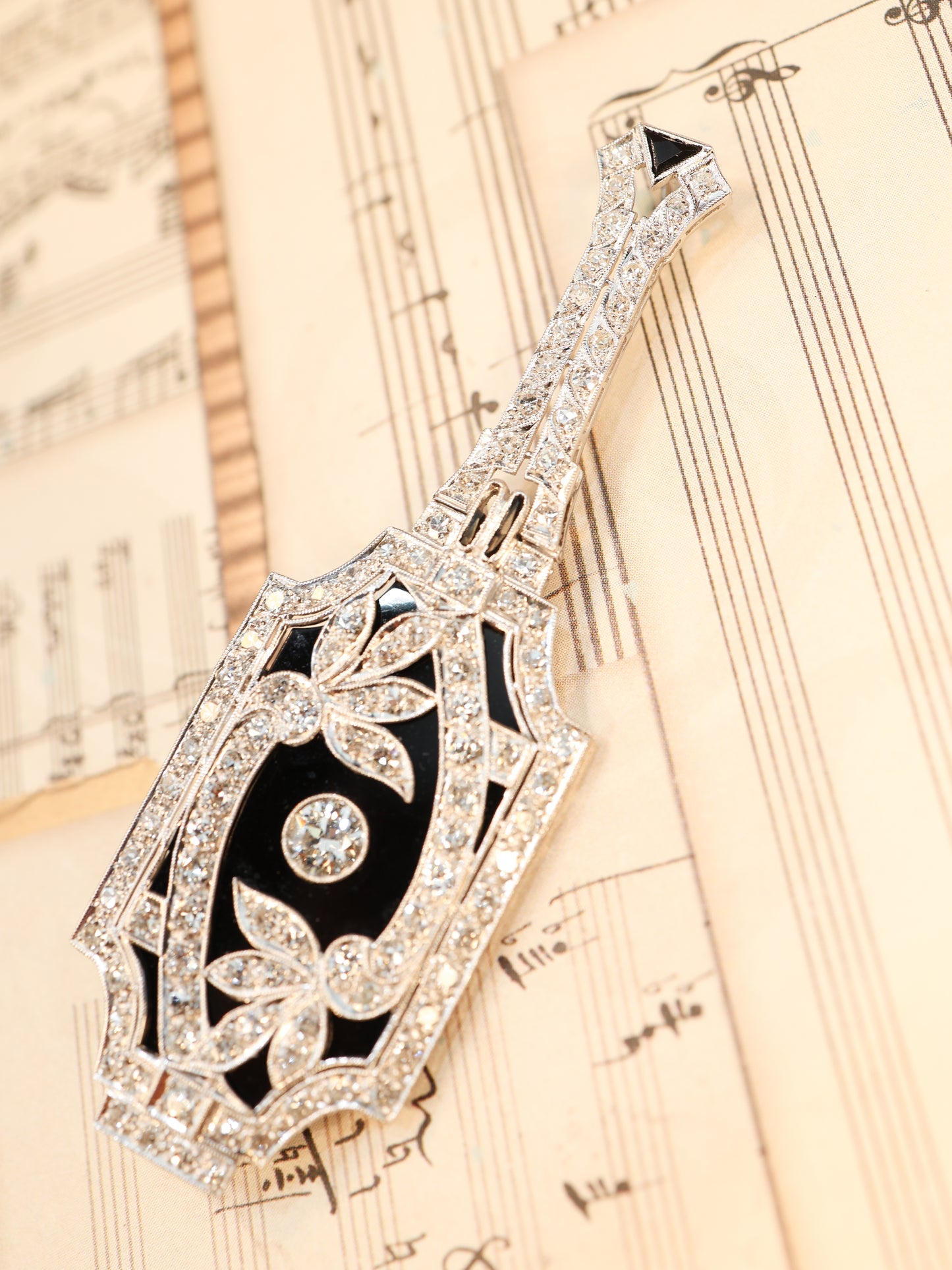 Diamond Onyx Pendant Necklace