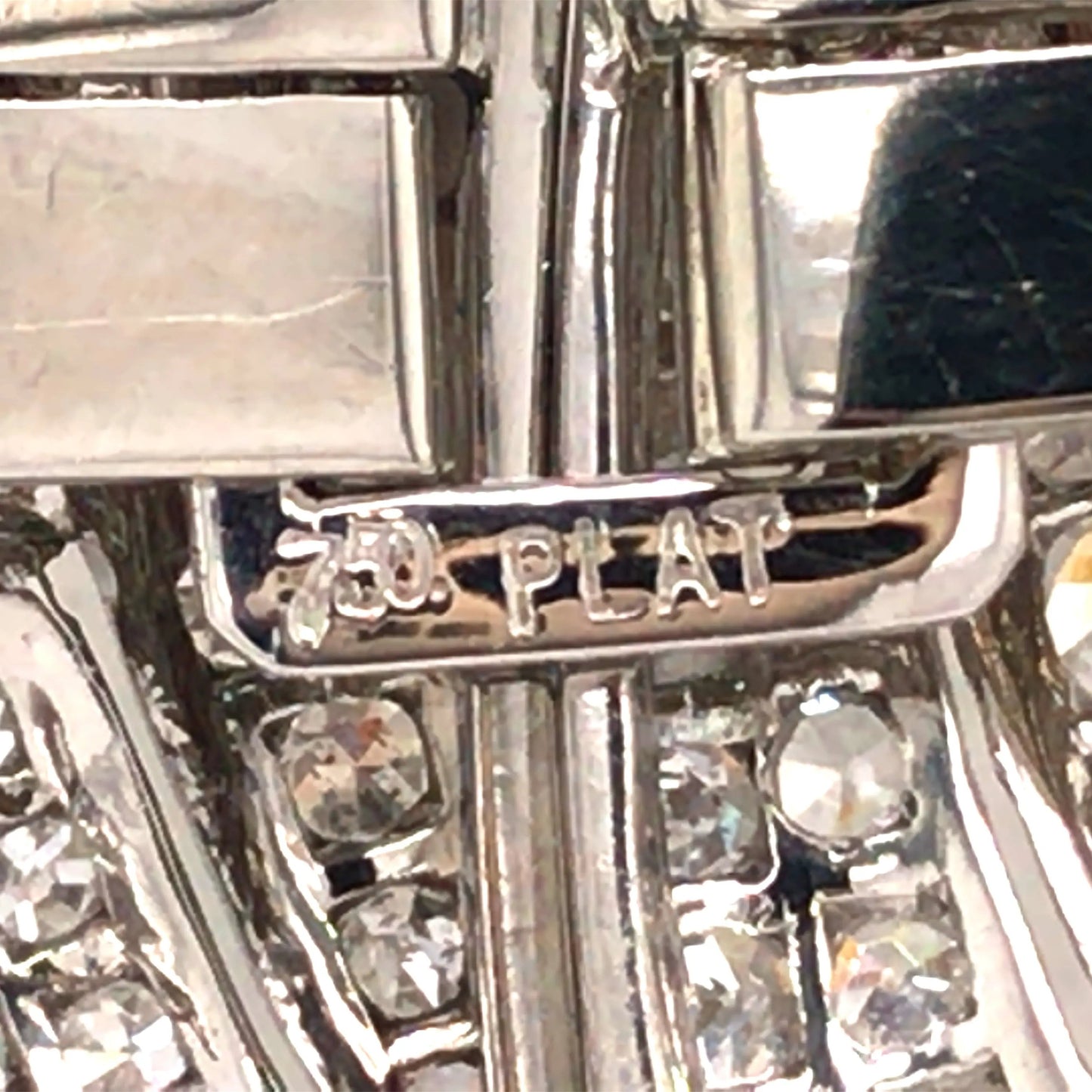 Art Deco Platinum Diamond Double-pin Brooch Lueur Jewelry
