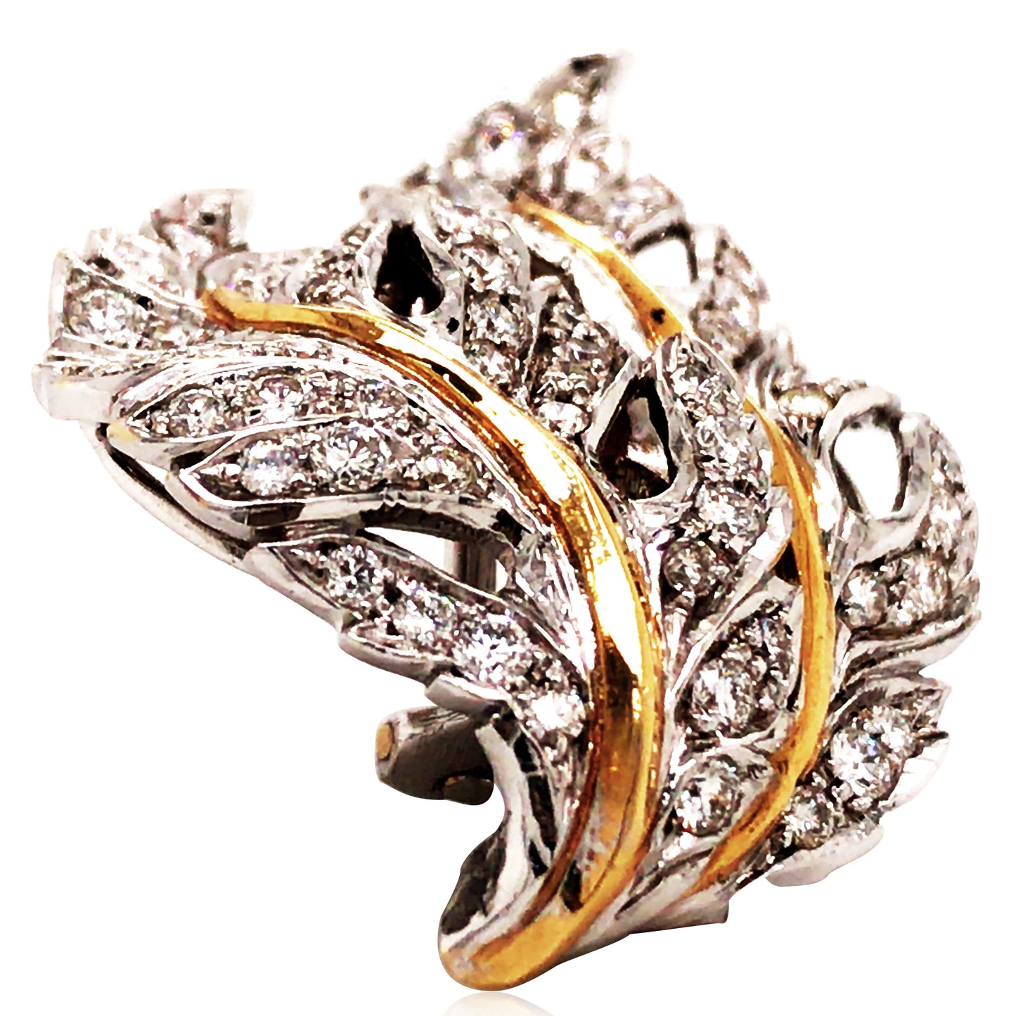 Buccellati, 18K Gold Diamond Leaf Earrings