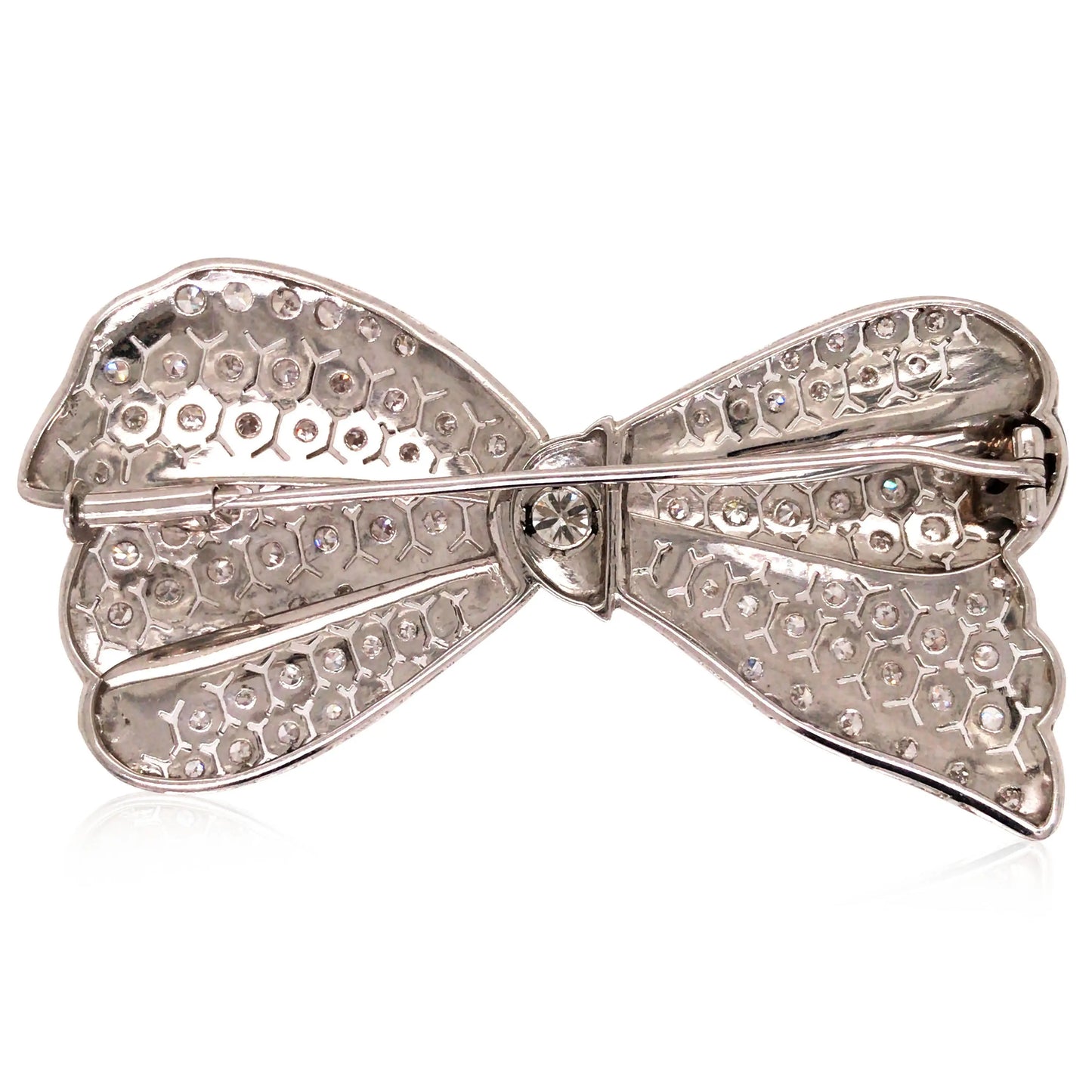 Platinum Diamond Bow Brooch Lueur Jewelry
