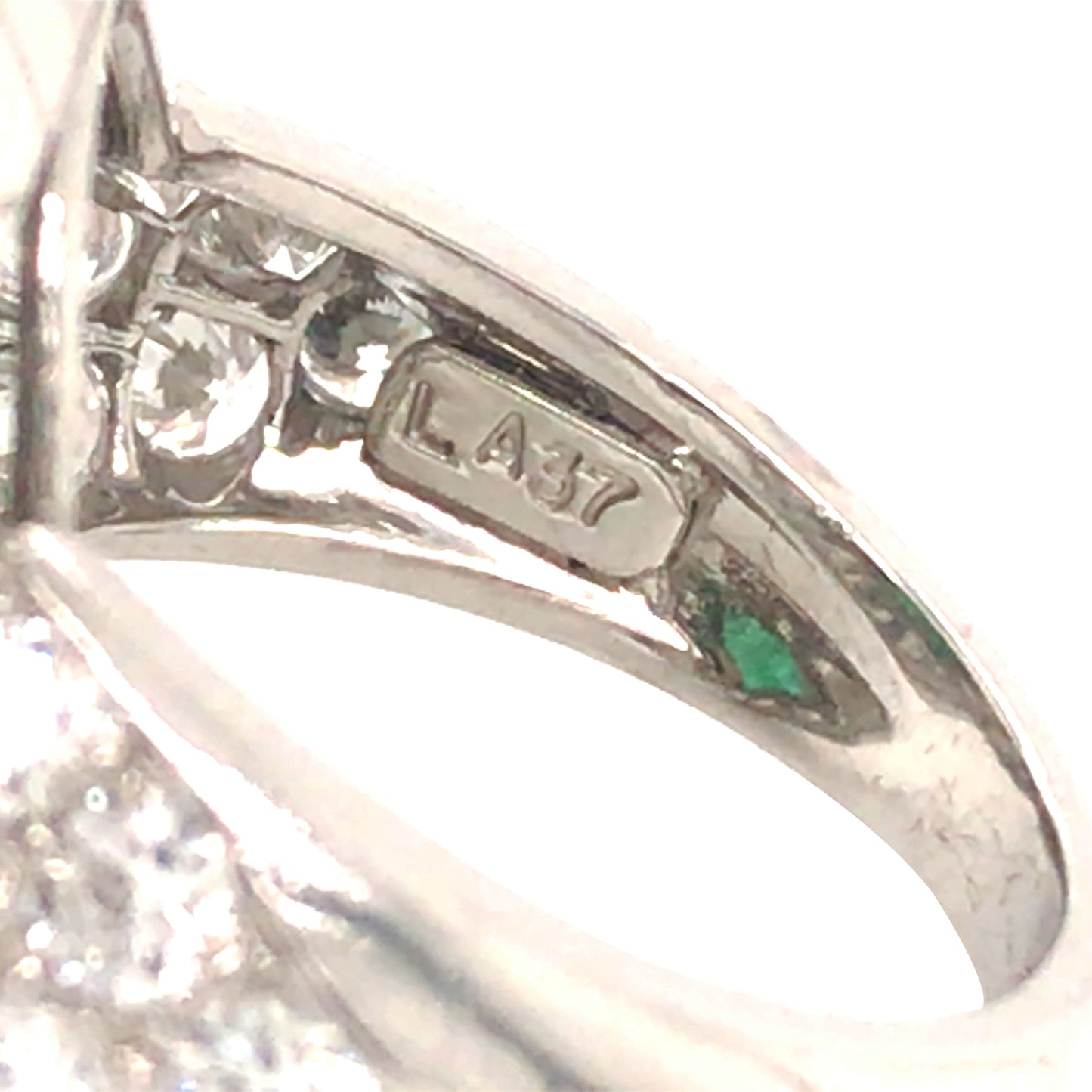 David Webb, Platinum 18K Gold Emerald Diamond Ring, Certificate