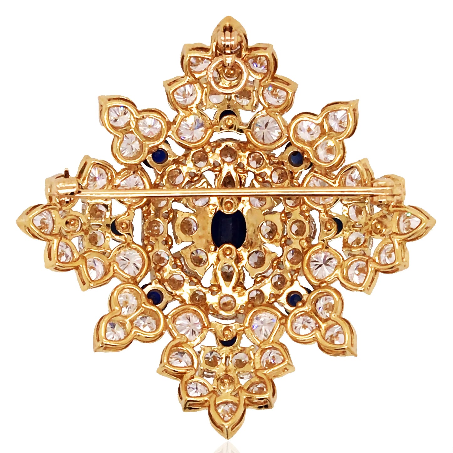 18K Gold Sapphire Diamond Brooch Lueur Jewelry