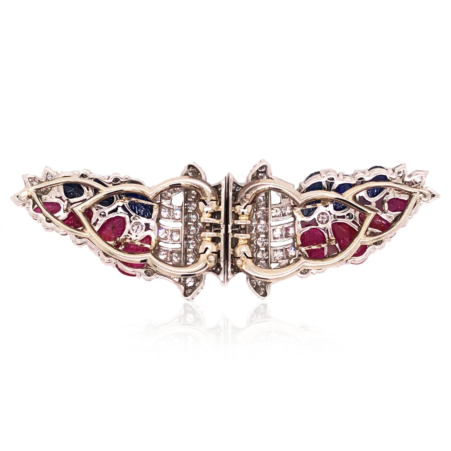 Oscar Heyman, Platinum Art Deco Diamond Gemstone Brooch Oscar Heyman