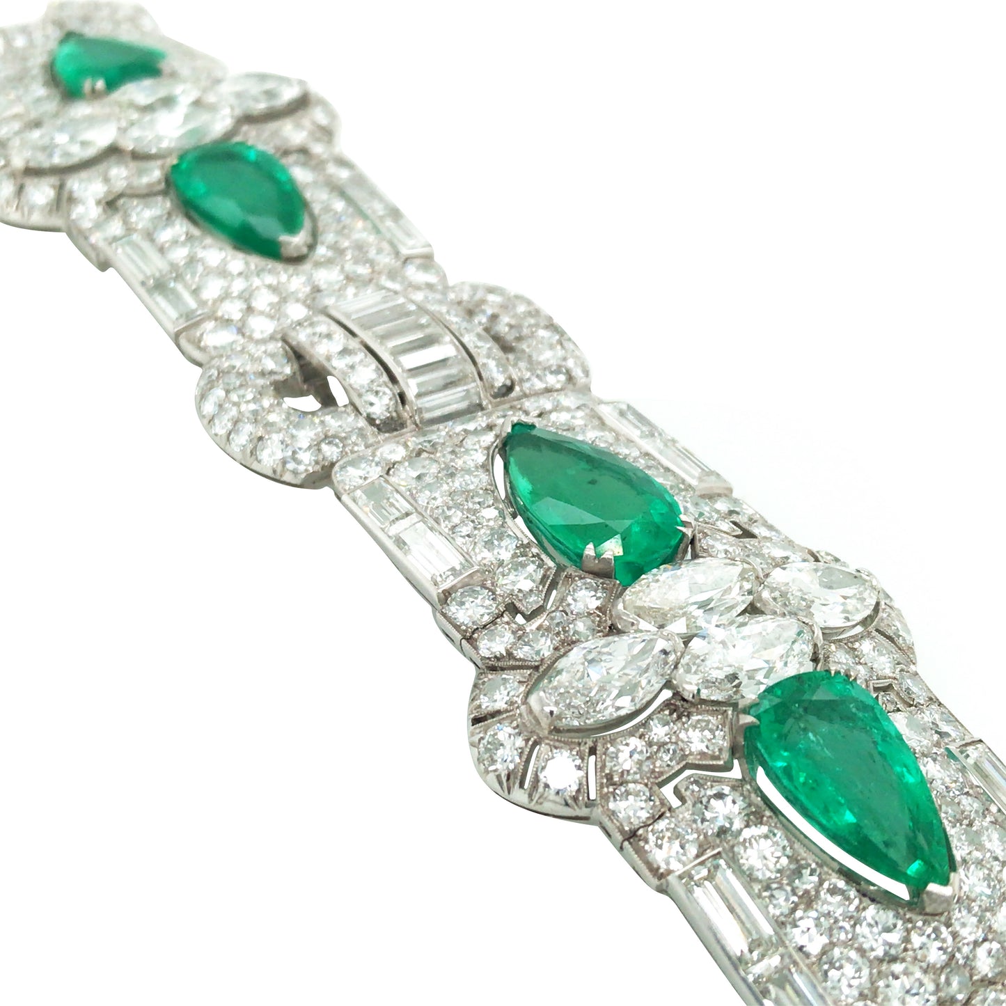 Platinum Colombia Emerald Diamond Bracelet, SSEF
