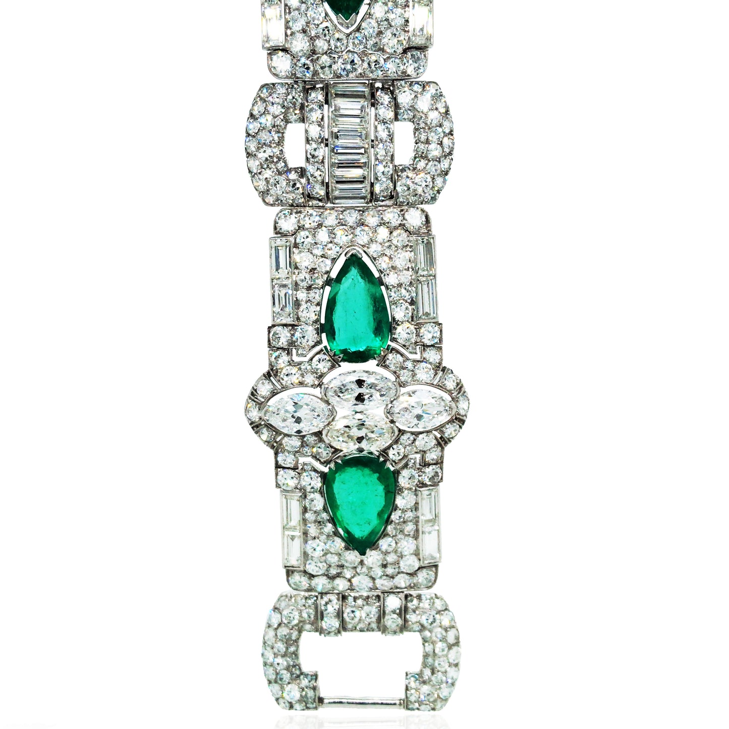 Platinum Colombia Emerald Diamond Bracelet, SSEF