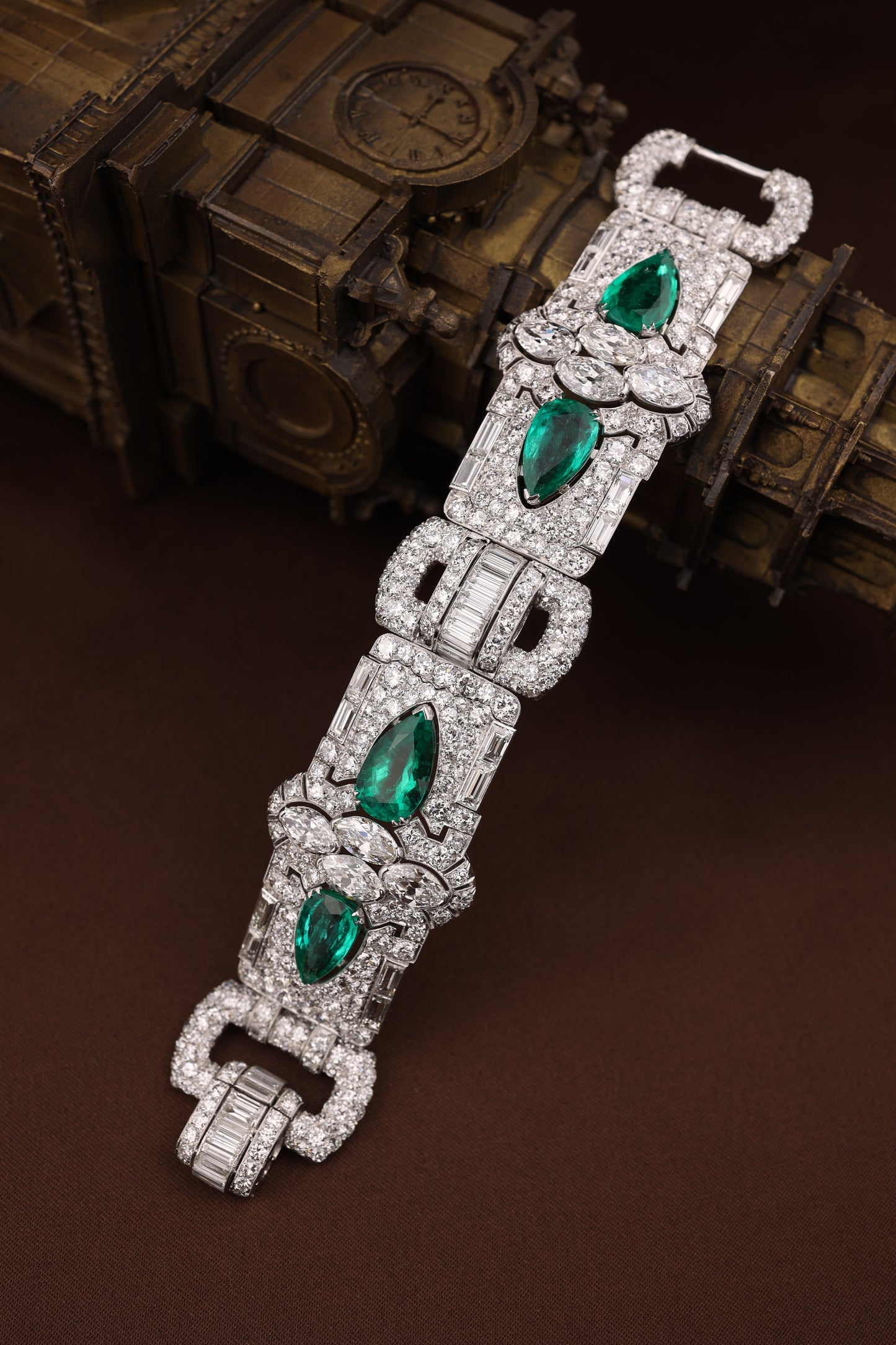 Platinum Colombia Emerald Diamond Bracelet, SSEF