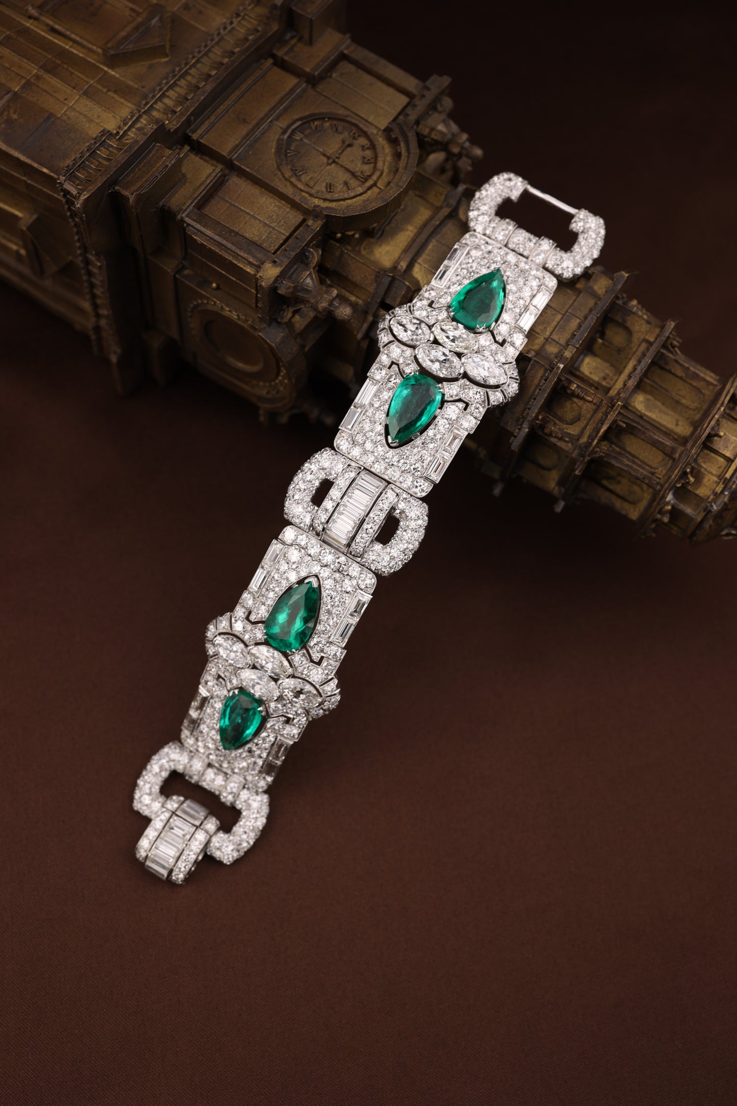 Platinum Colombia Emerald Diamond Bracelet, SSEF