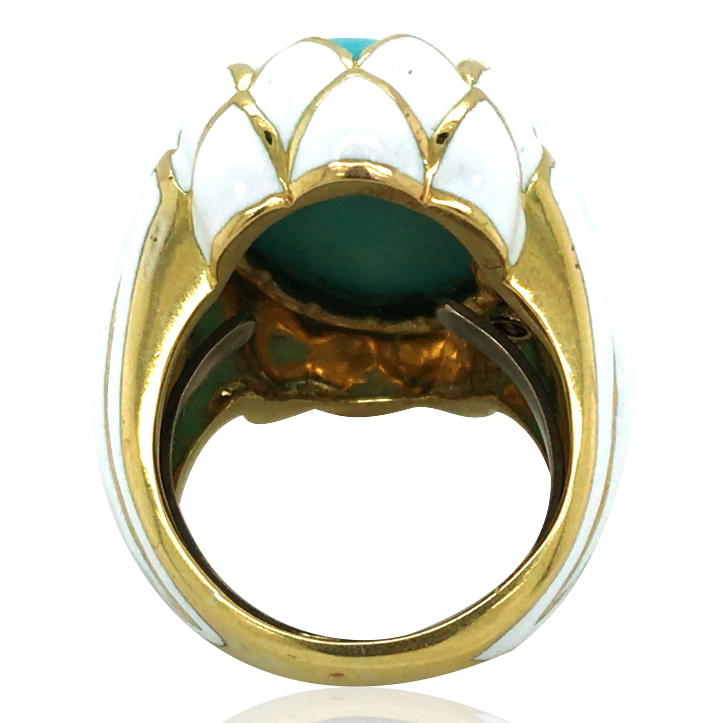 David Webb, 18K Gold Turquoise Enamel Ring