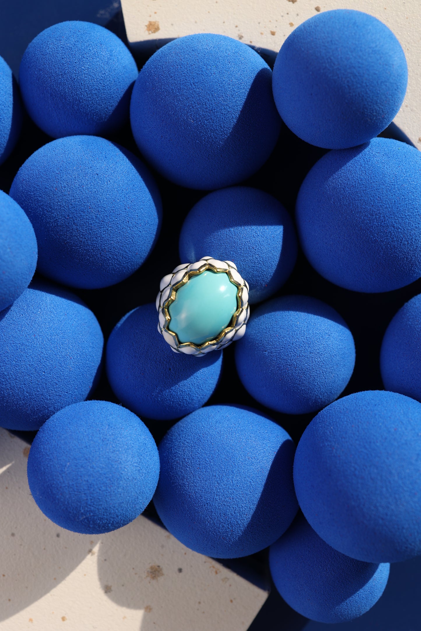 David Webb, 18K Gold Turquoise Enamel Ring