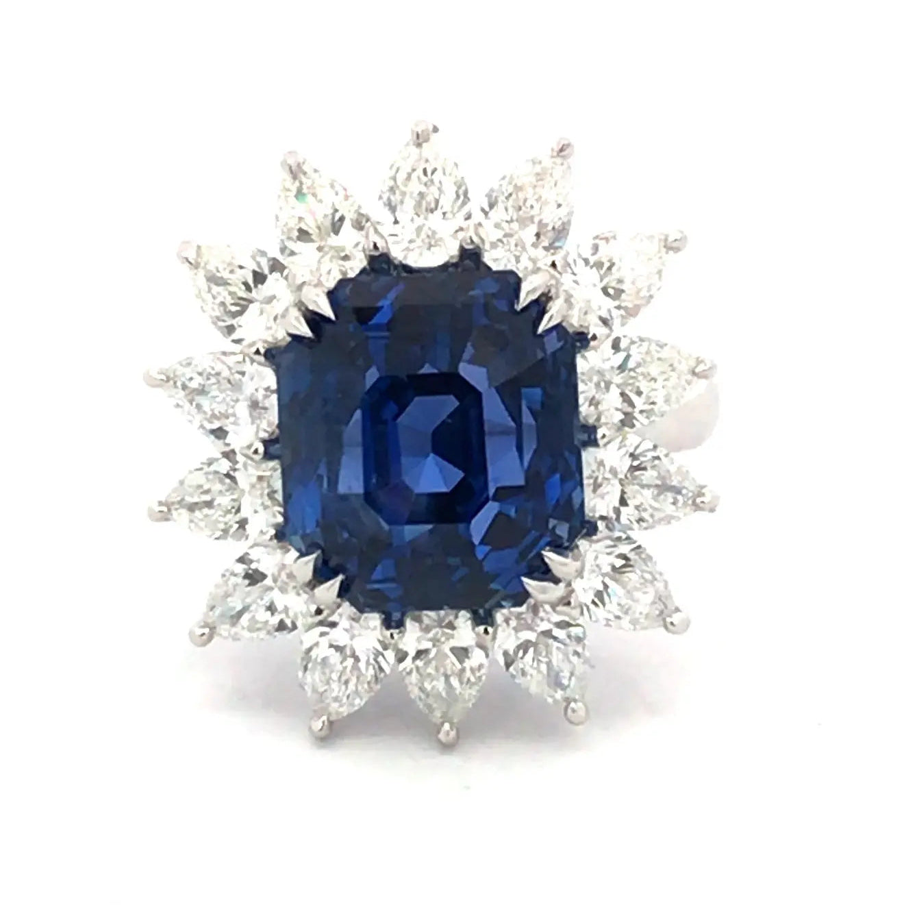 Platinum 13.52ct Ceylon no-heat Sapphire Diamond Ring, AGL Lueur Jewelry