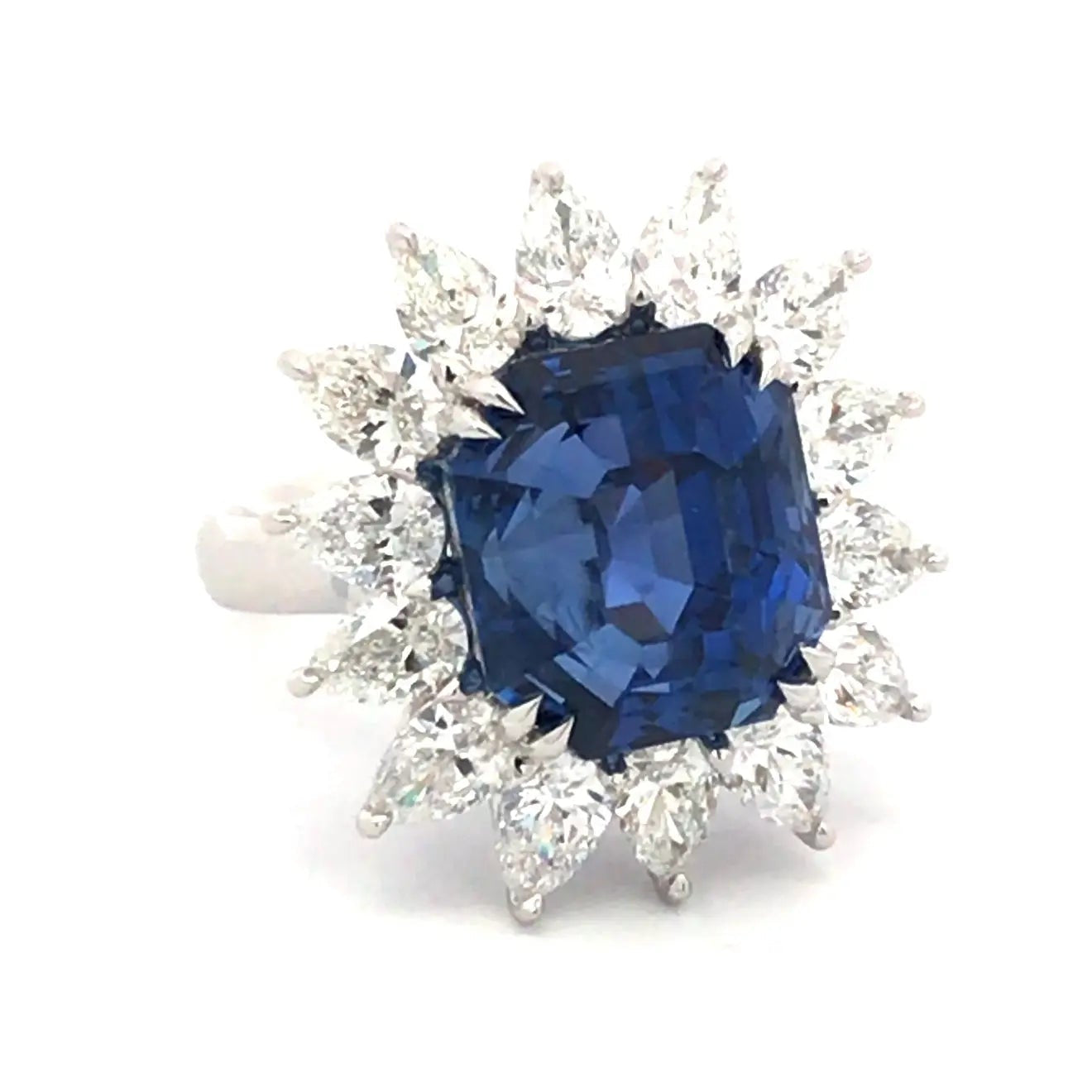 Platinum 13.52ct Ceylon no-heat Sapphire Diamond Ring, AGL Lueur Jewelry