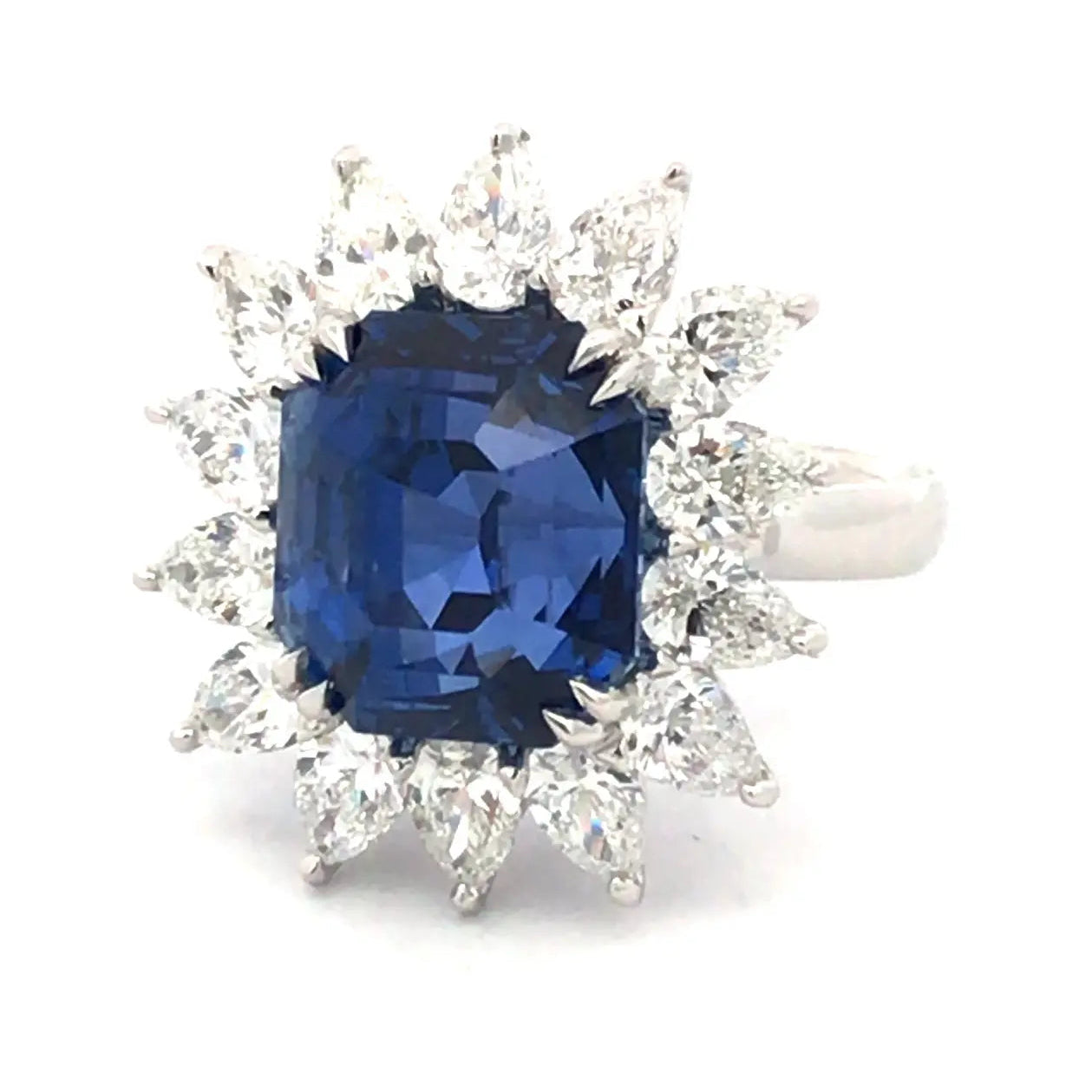 Platinum 13.52ct Ceylon no-heat Sapphire Diamond Ring, AGL Lueur Jewelry