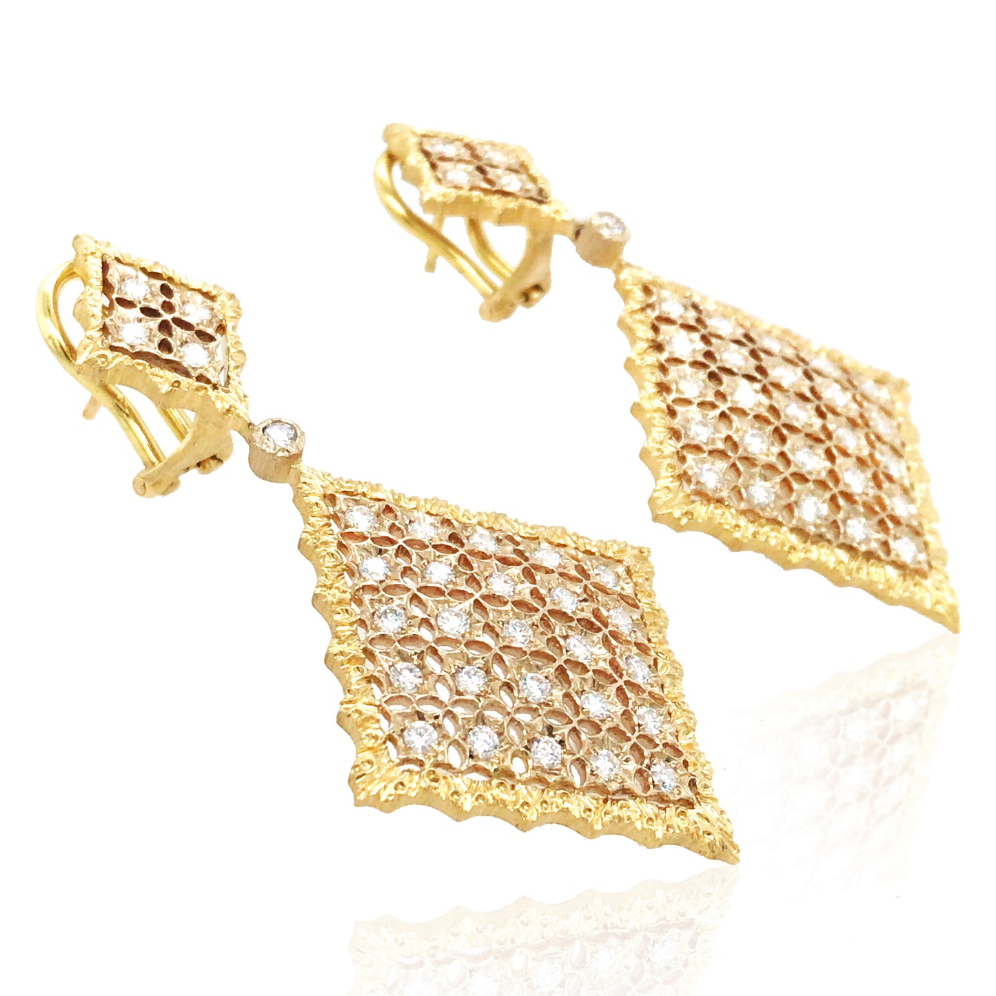Buccellati, 18K Gold Rhombi Diamond Earrings