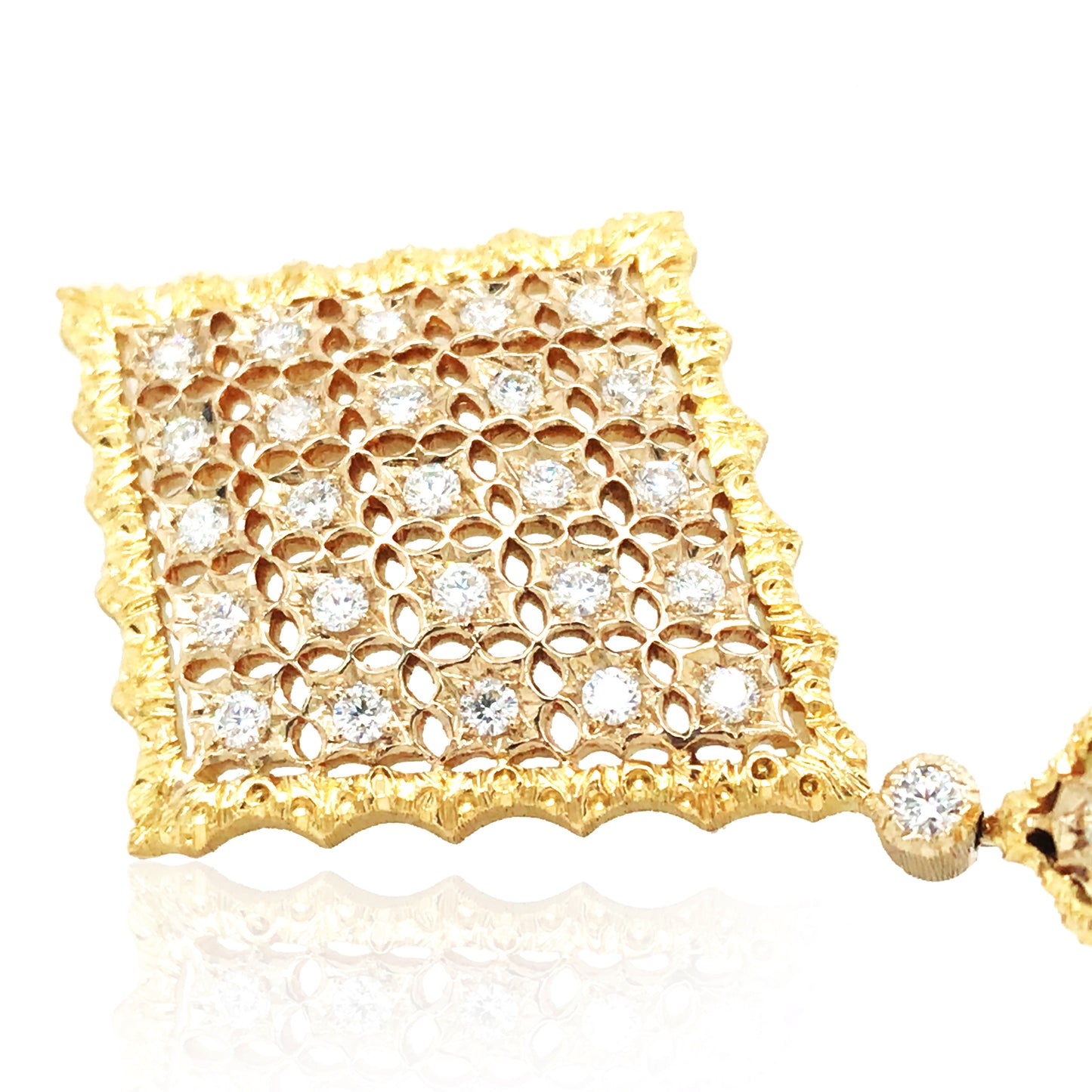Buccellati, 18K Gold Rhombi Diamond Earrings