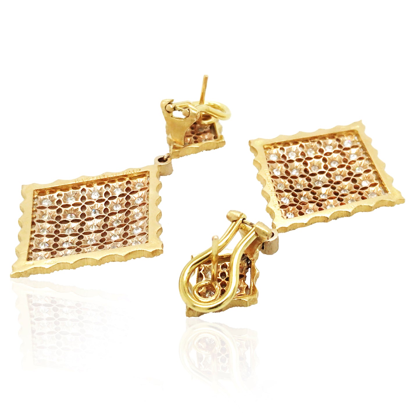 Buccellati, 18K Gold Rhombi Diamond Earrings