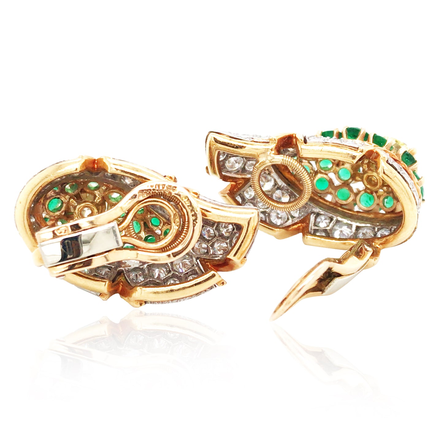 Color Diamond, Diamond Emerald Gold Earrings,André Vassort