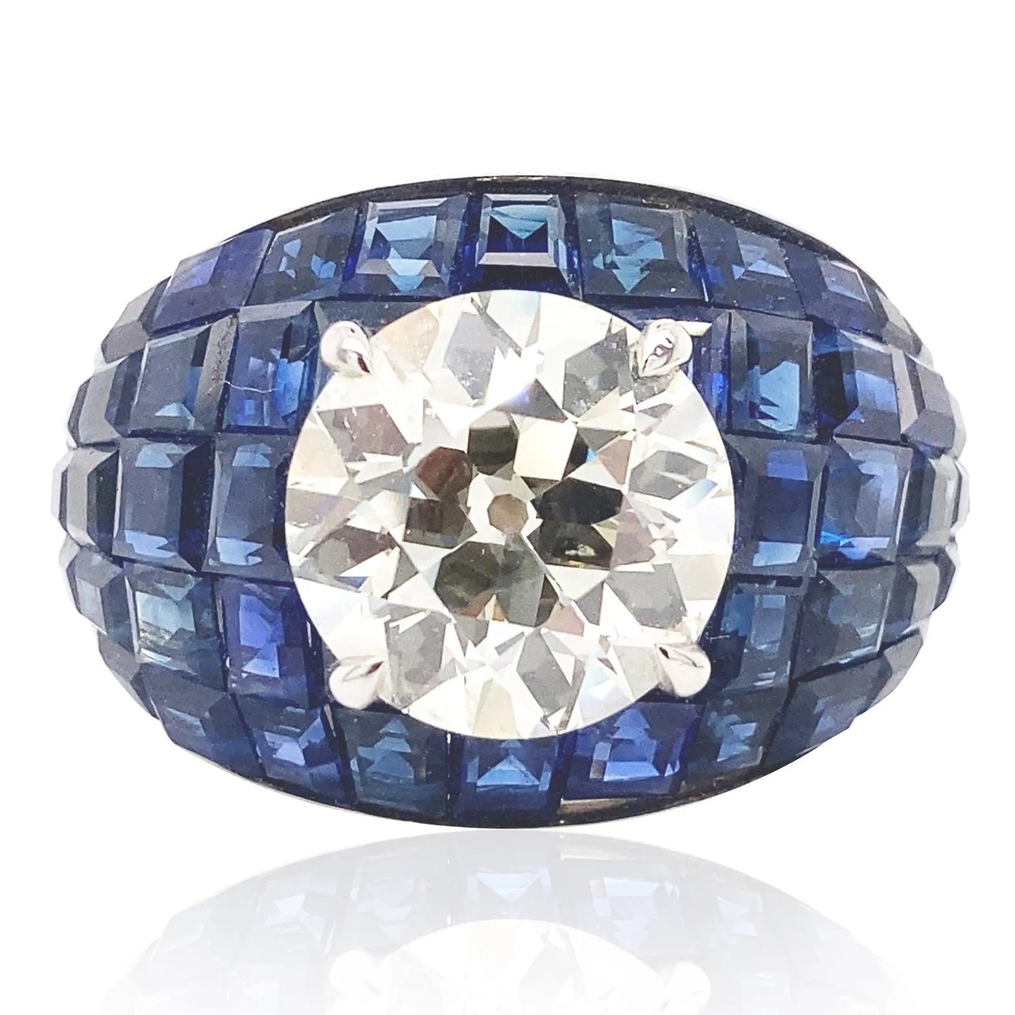 Oscar Heyman, Sapphire Diamond Bombe Ring Oscar Heyman