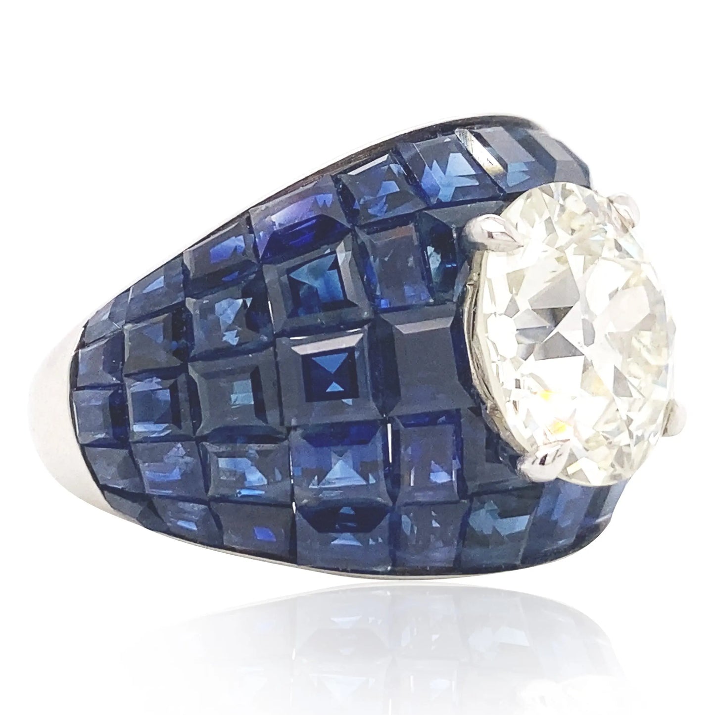 Oscar Heyman, Sapphire Diamond Bombe Ring Oscar Heyman