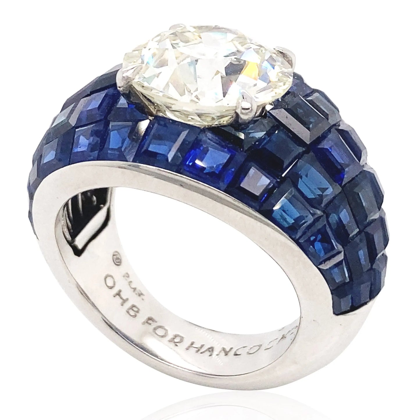 Oscar Heyman, Sapphire Diamond Bombe Ring Oscar Heyman