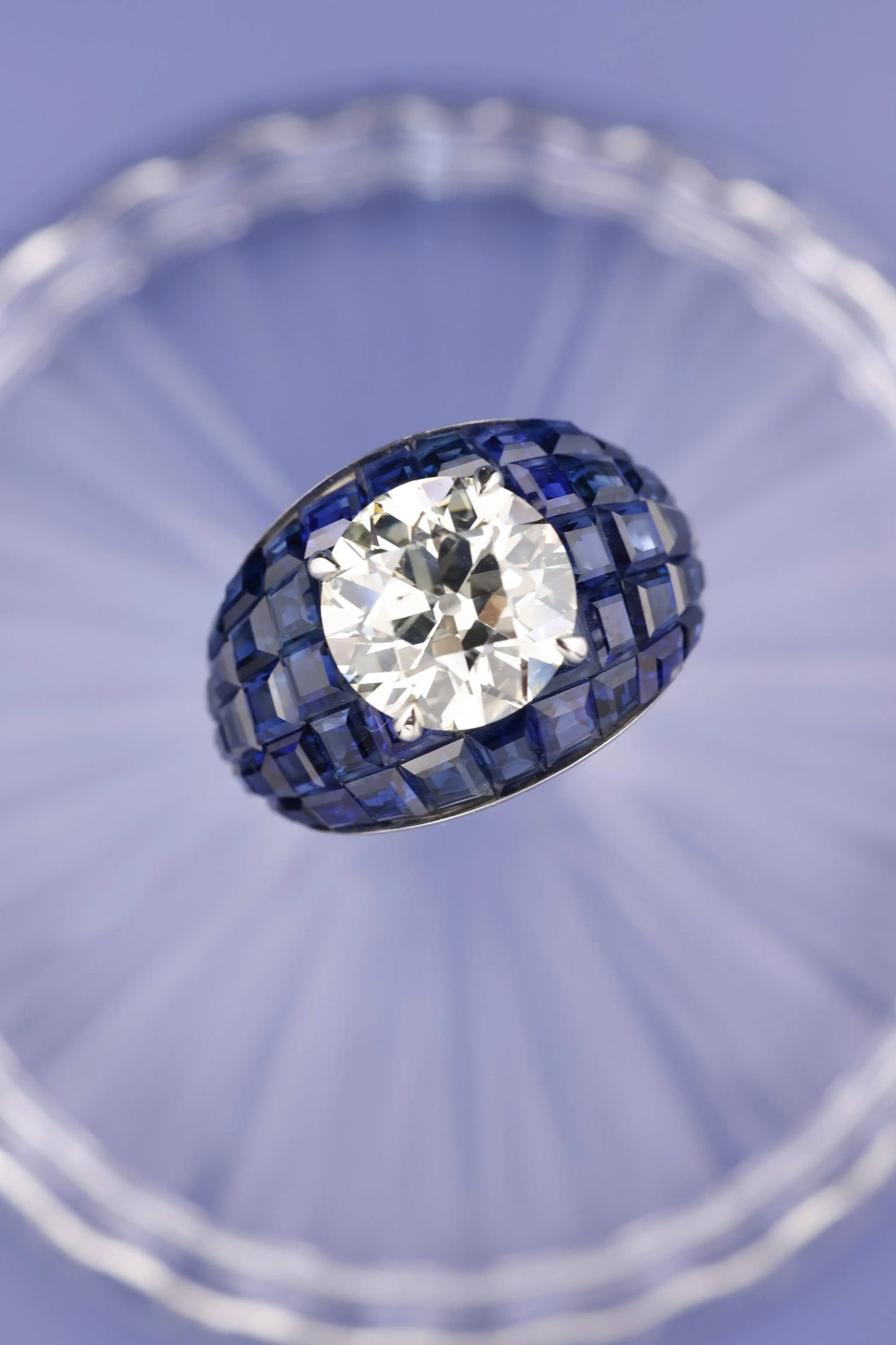 Oscar Heyman, Sapphire Diamond Bombe Ring Oscar Heyman