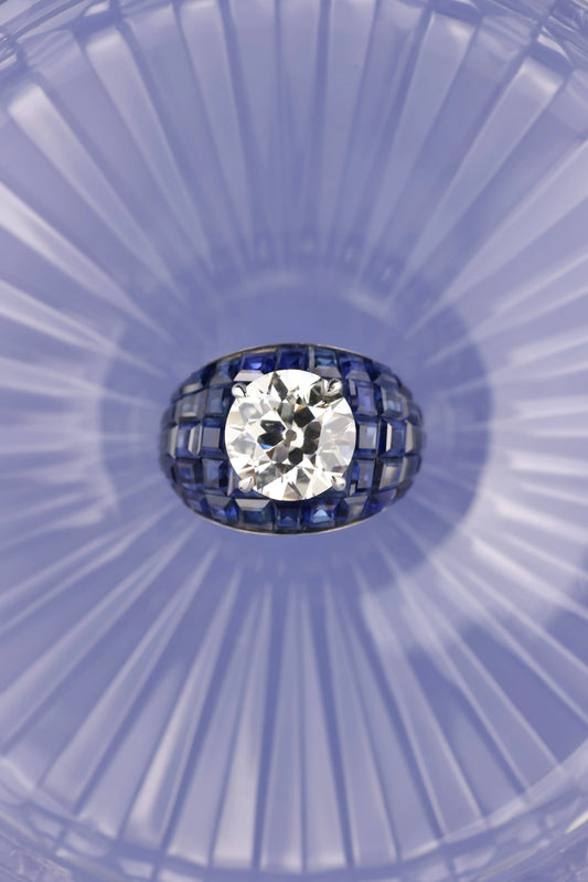 Oscar Heyman, Sapphire Diamond Bombe Ring Oscar Heyman