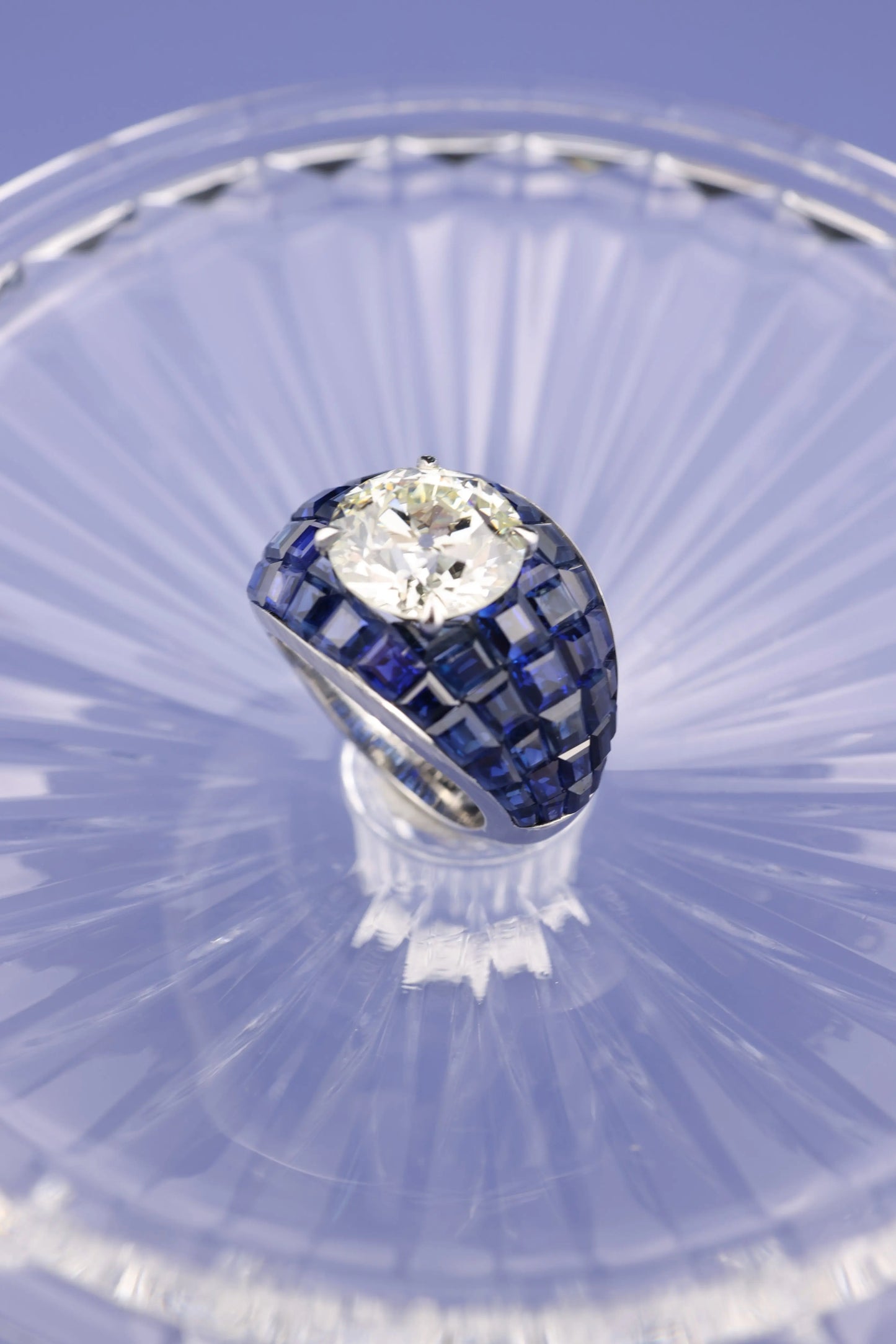 Oscar Heyman, Sapphire Diamond Bombe Ring Oscar Heyman