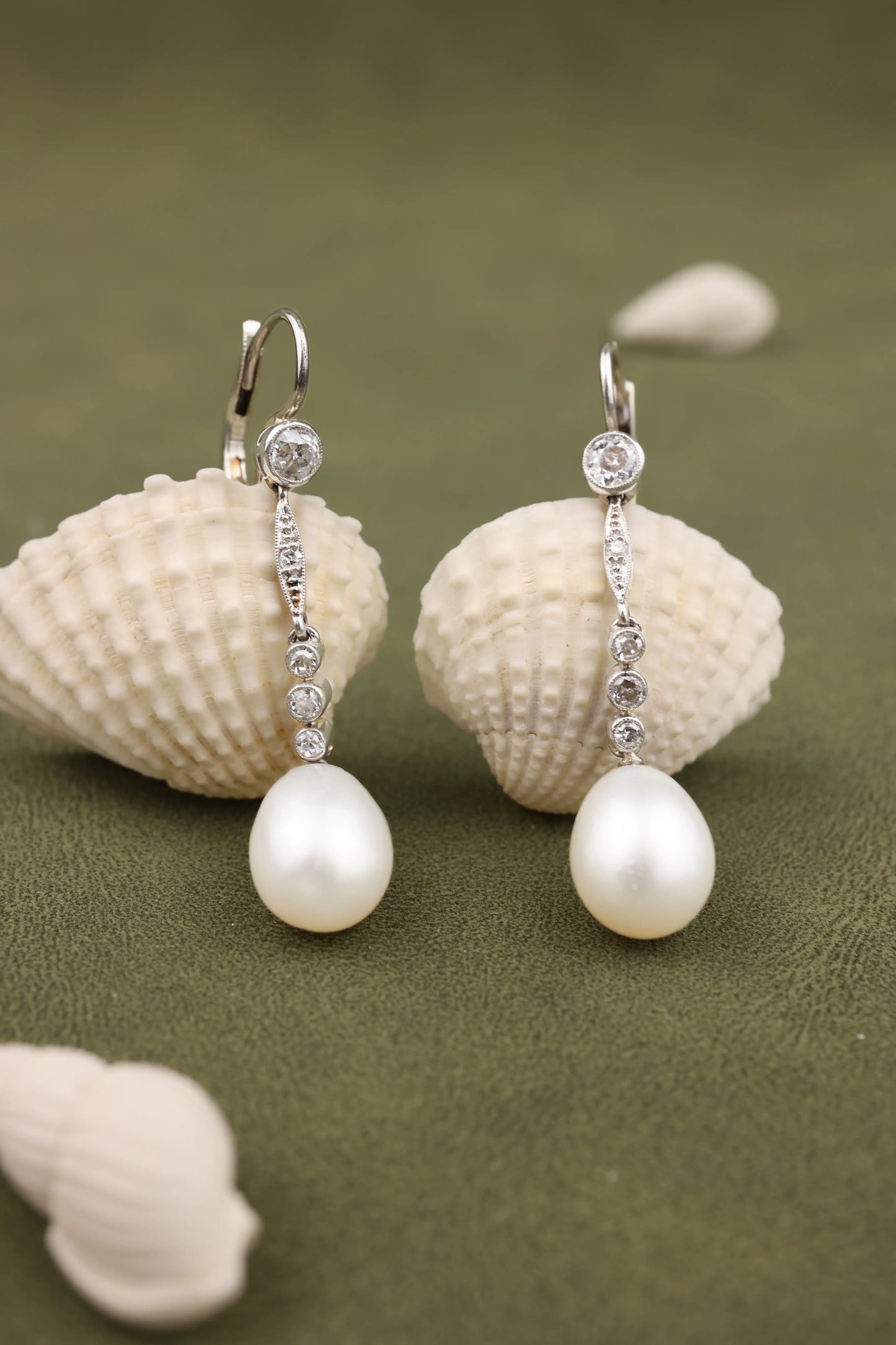 Natural Pearl Diamond Earrings, DSEF Lueur Jewelry