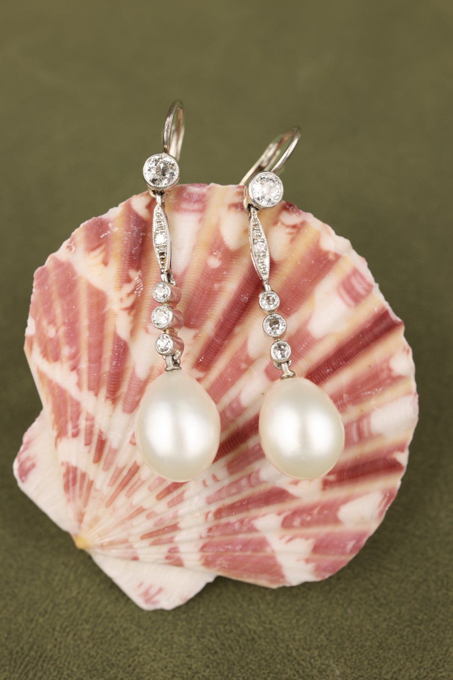 Natural Pearl Diamond Earrings, DSEF