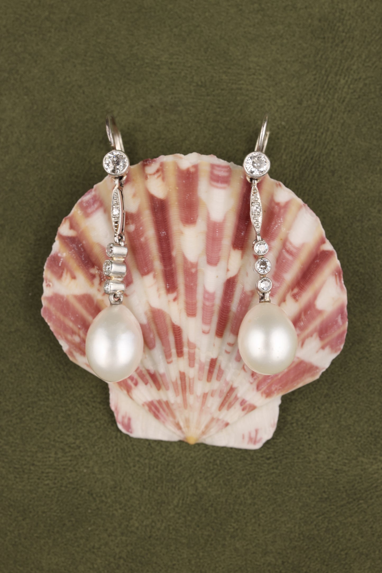 Natural Pearl Diamond Earrings, DSEF