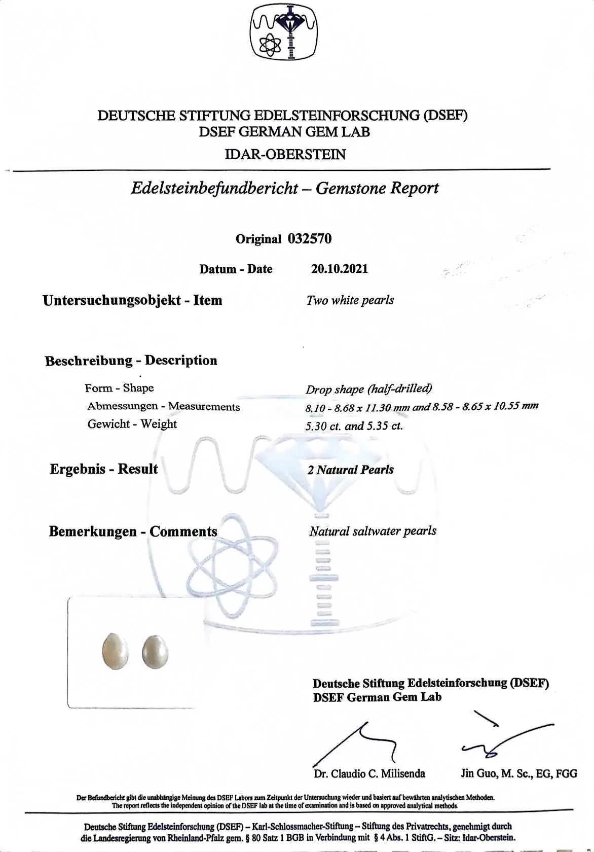 Natural Pearl Diamond Earrings, DSEF Lueur Jewelry