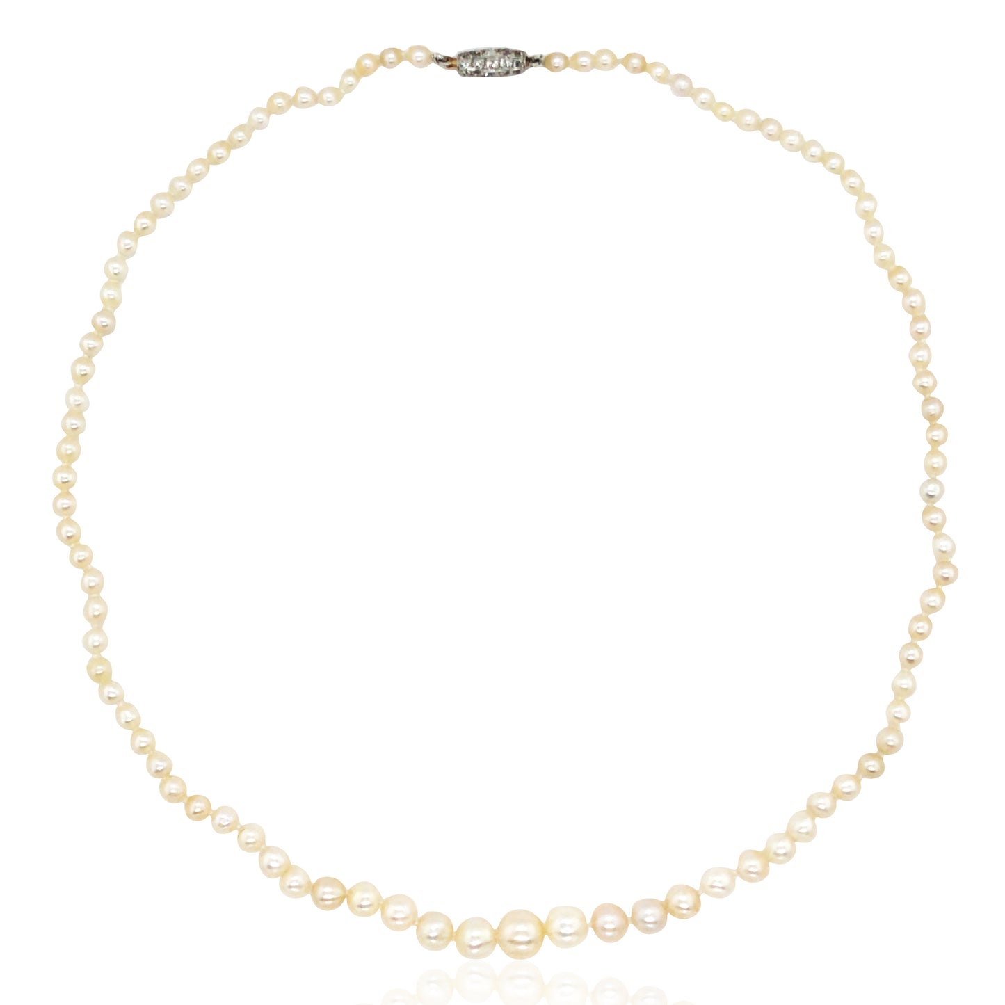 Edwardian Natural Pearl Diamond Necklace, GIA