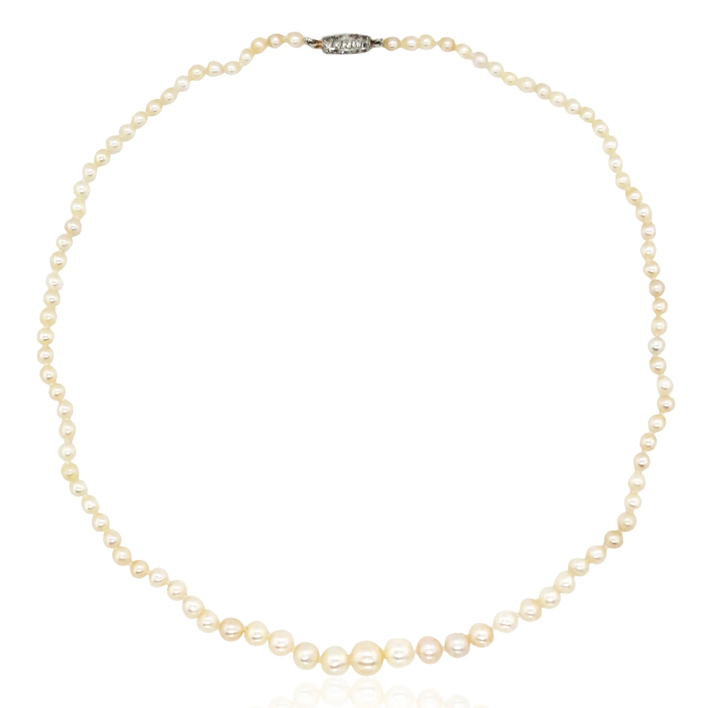 Edwardian Natural Pearl Diamond Necklace, GIA Lueur Jewelry