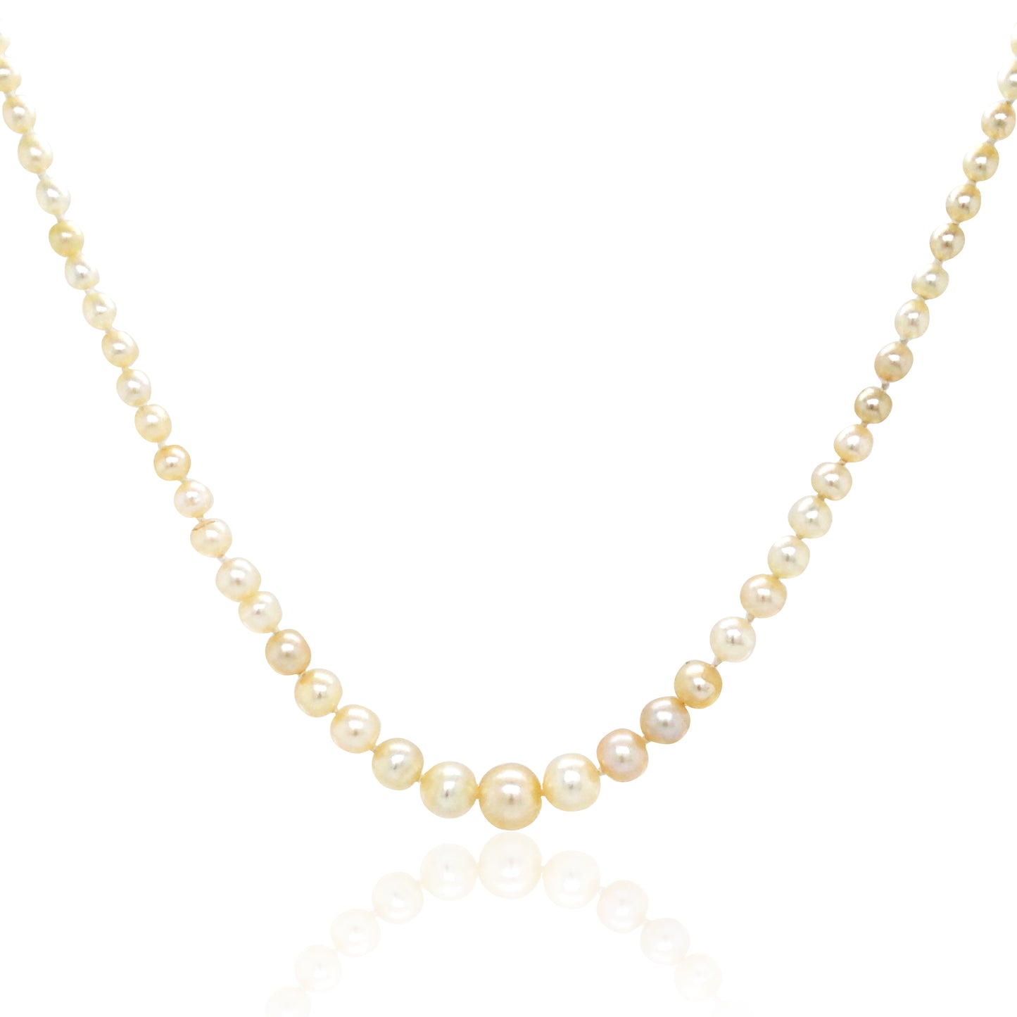 Edwardian Natural Pearl Diamond Necklace, GIA