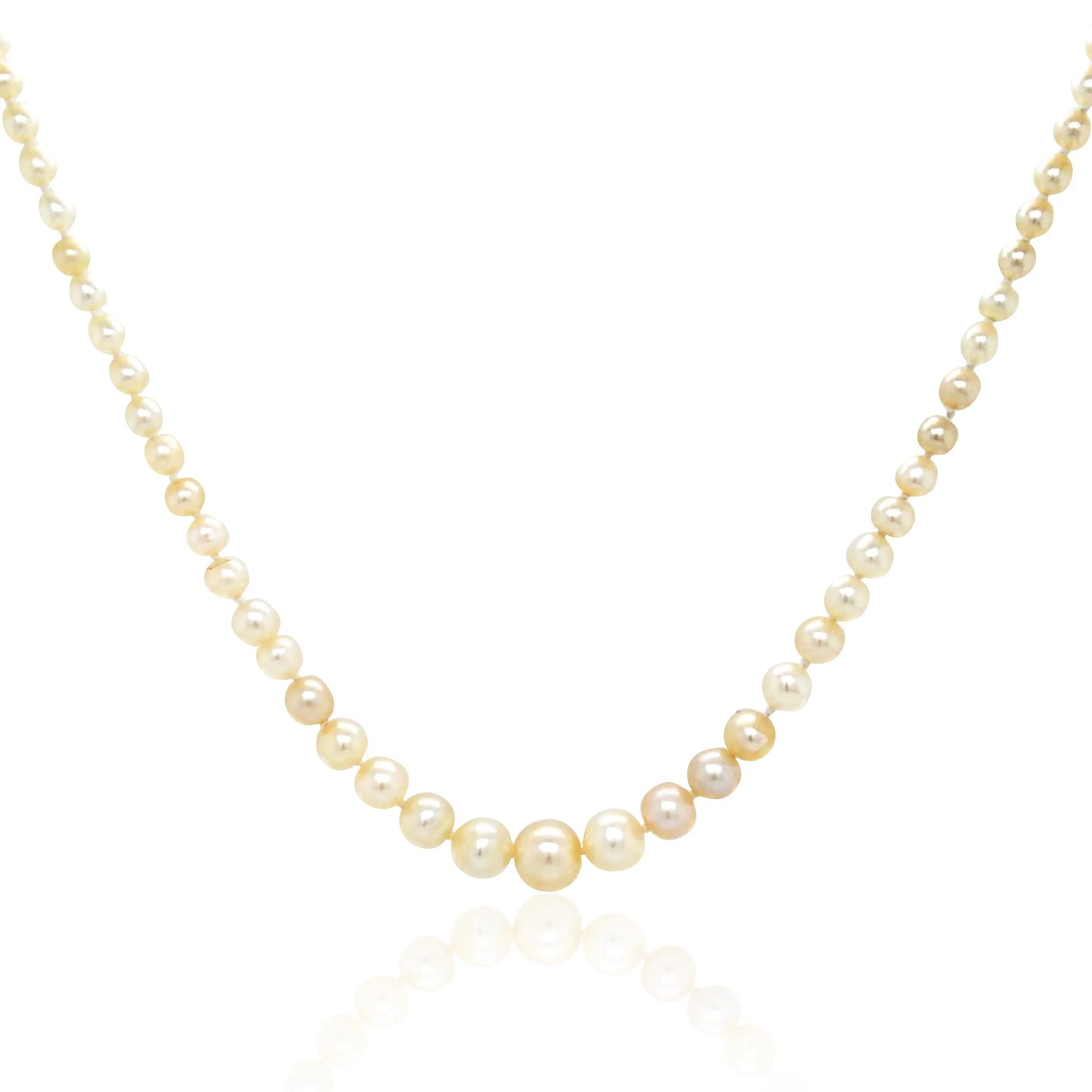 Edwardian Natural Pearl Diamond Necklace, GIA Lueur Jewelry