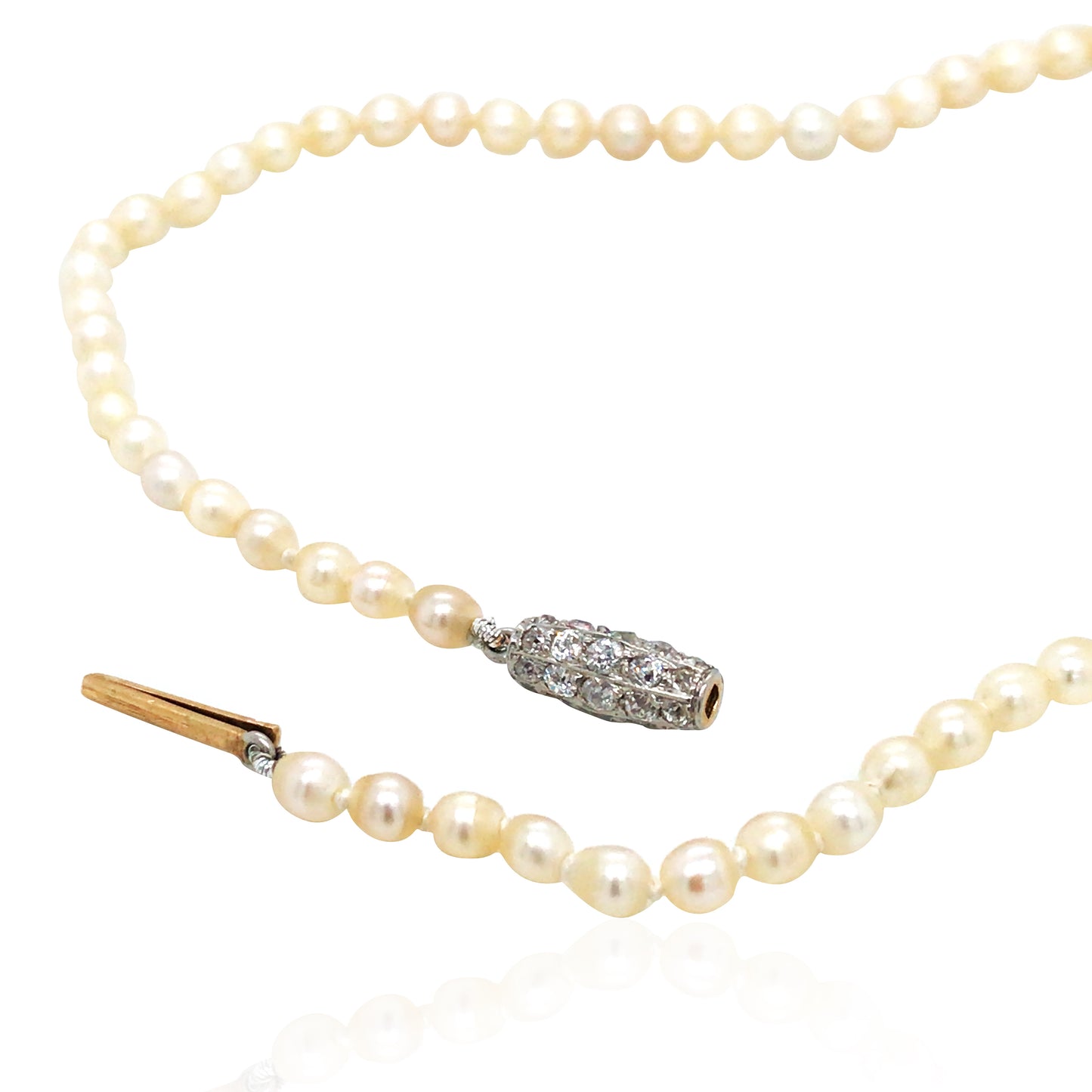 Edwardian Natural Pearl Diamond Necklace, GIA