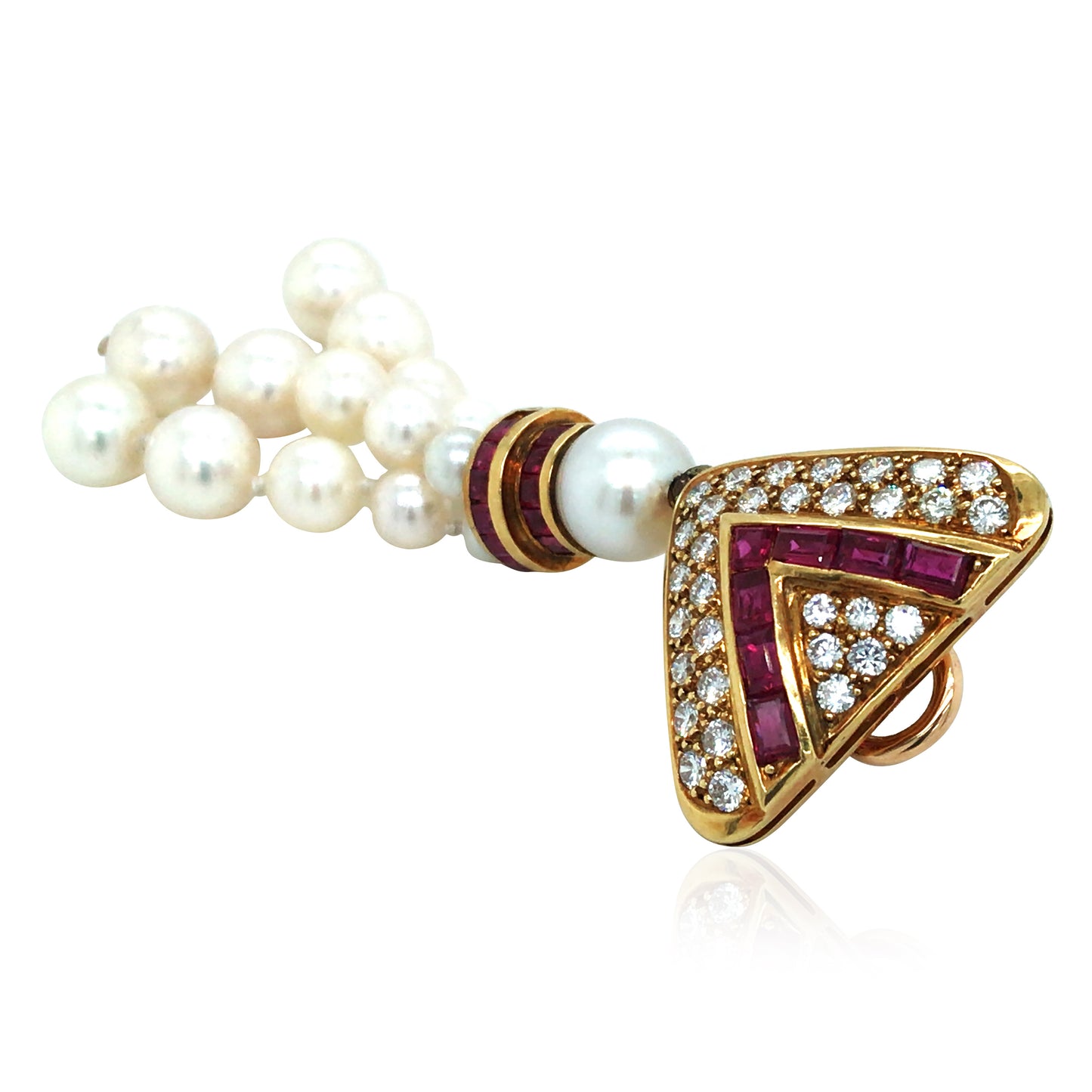 18K Gold Ruby Pearl Diamond Earrings