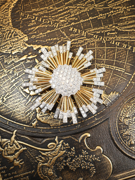 Oscar Heyman, Platinum 18K Gold Diamond Brooch Oscar Heyman