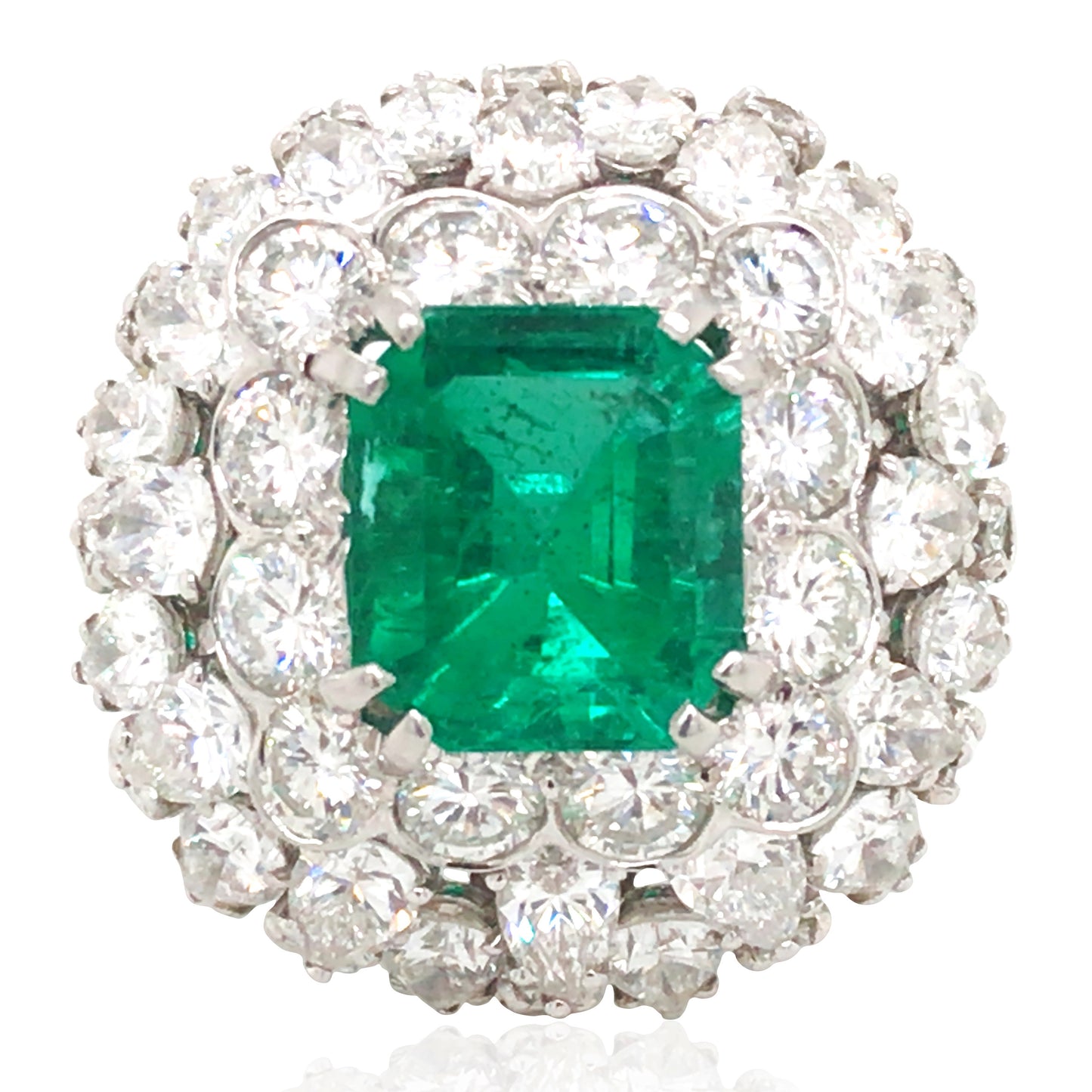 David Webb, Platinum Colombia minor Emerald Diamond Ring, AGL