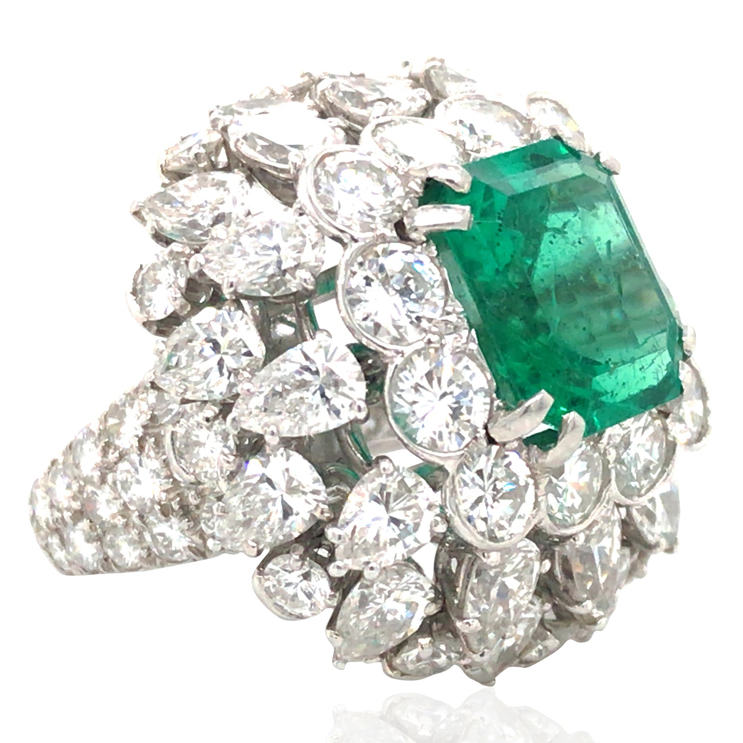 David Webb, Platinum Colombia minor Emerald Diamond Ring, AGL
