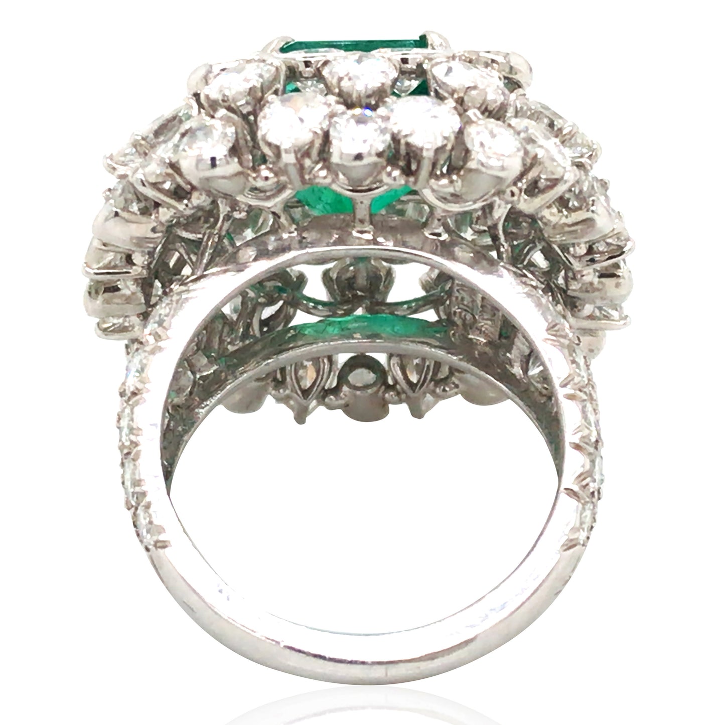 David Webb, Platinum Colombia minor Emerald Diamond Ring, AGL