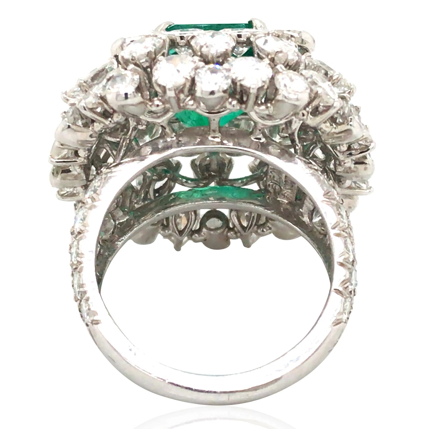 David Webb, Platinum Colombia minor Emerald Diamond Ring, AGL David Webb