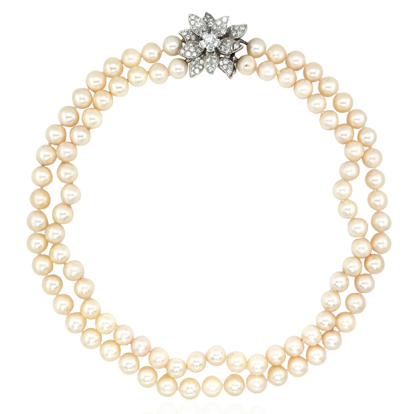 18K Gold Pearl Diamond Necklace Lueur Jewelry