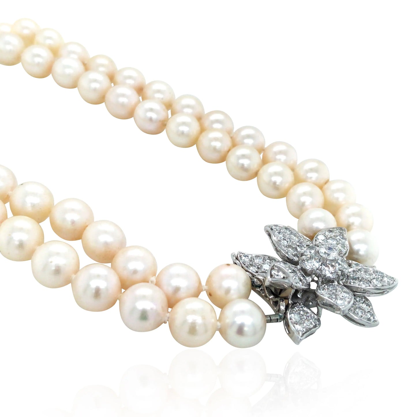 18K Gold Pearl Diamond Necklace Lueur Jewelry