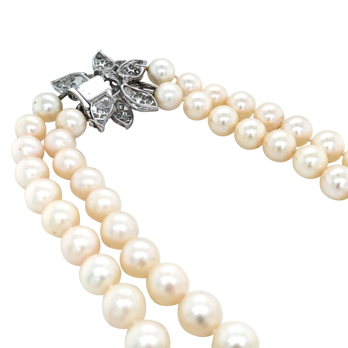 18K Gold Pearl Diamond Necklace Lueur Jewelry